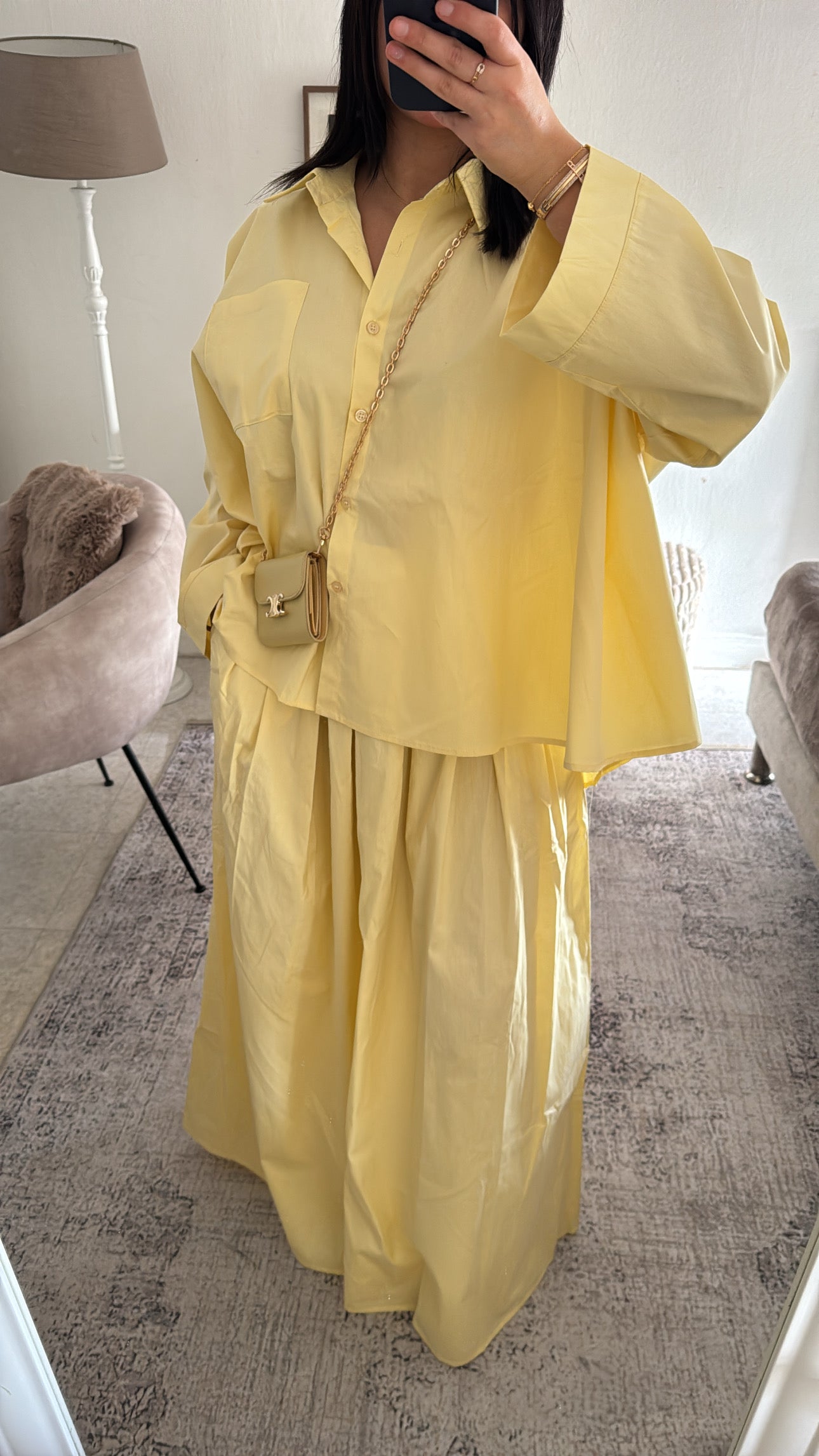 ENSEMBLE CHEMISE JUPE JAUNE