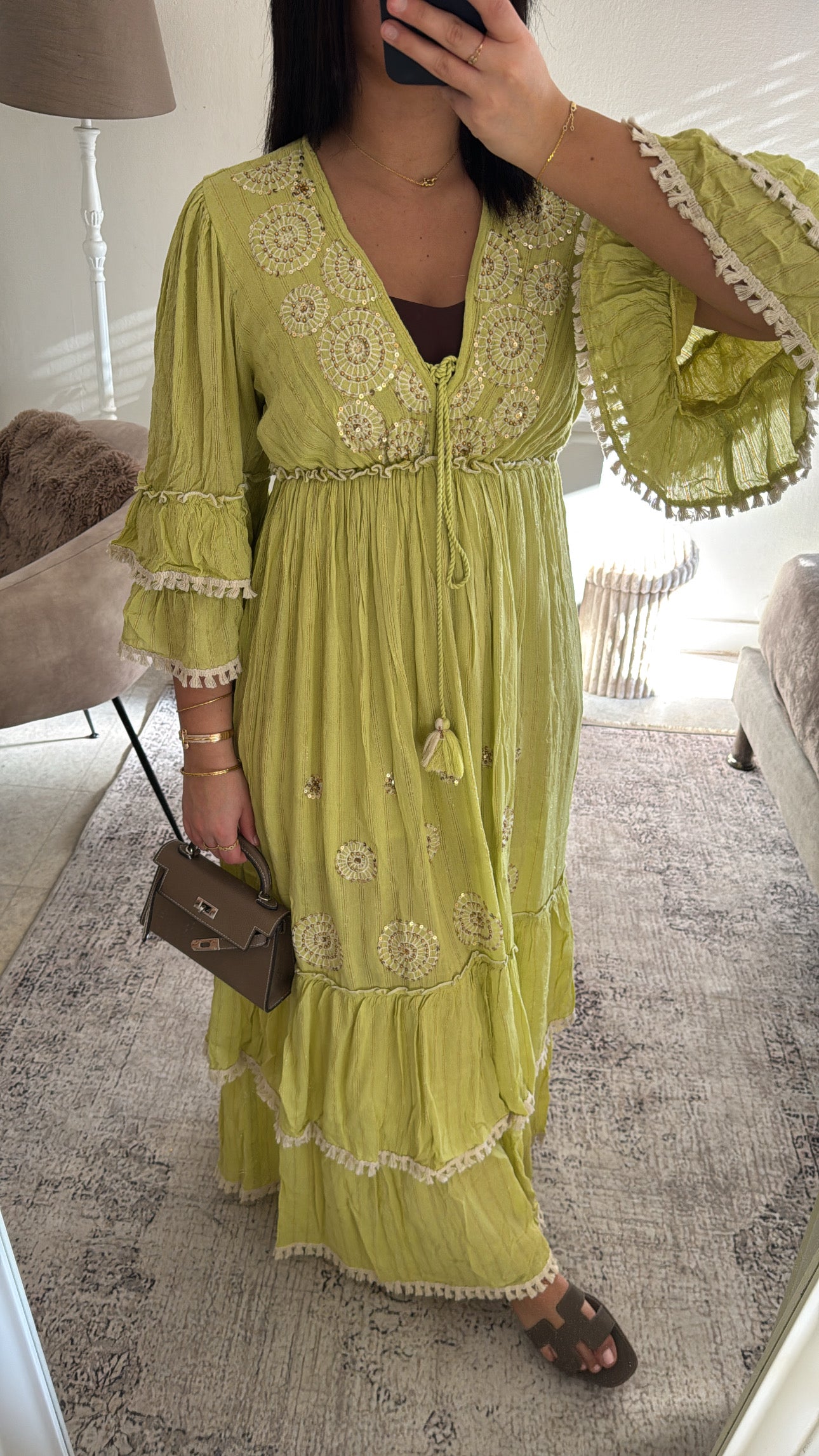 ROBE BOHEME LONGUE VERTE