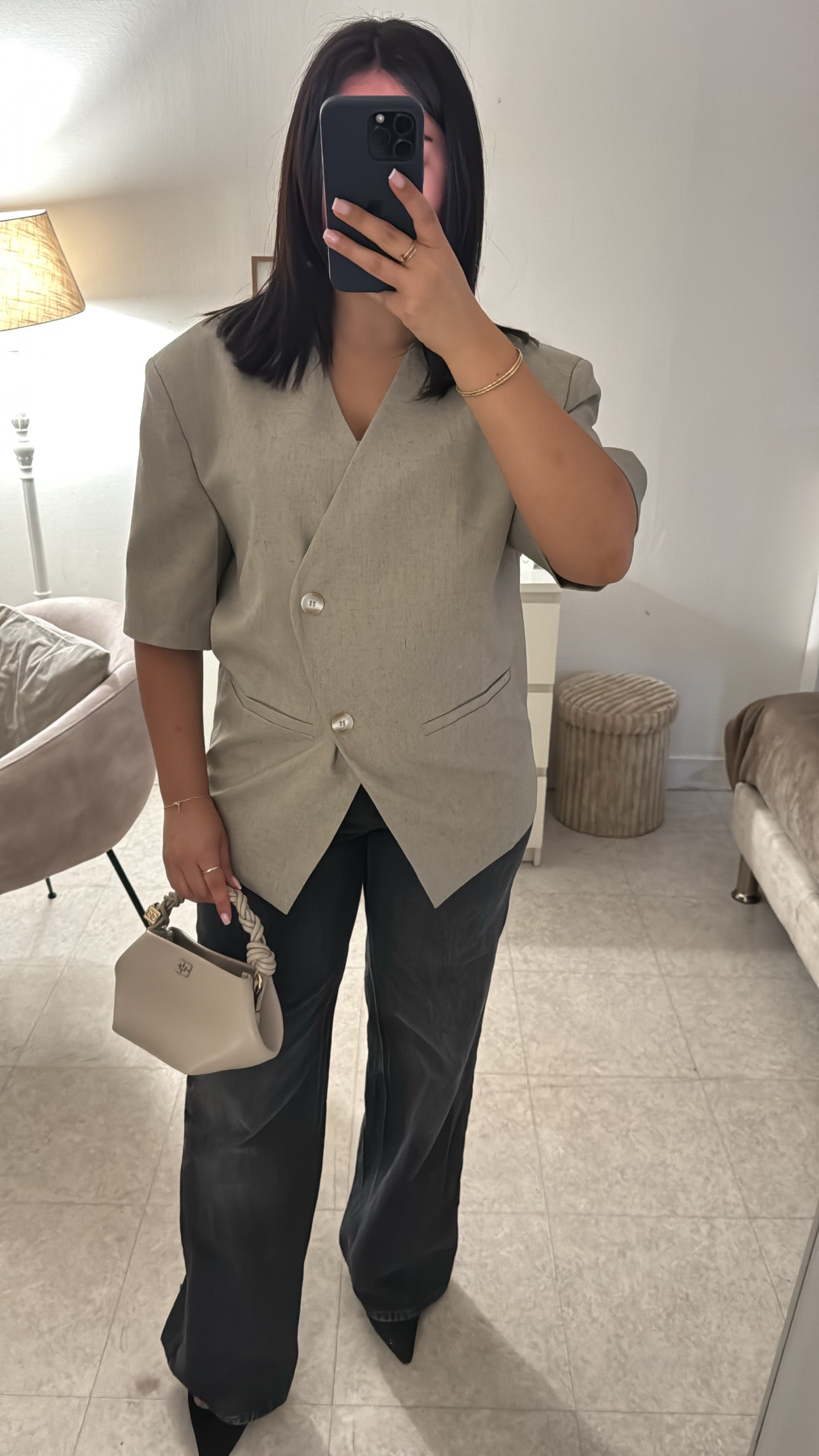 BLAZER EN LIN TAUPE