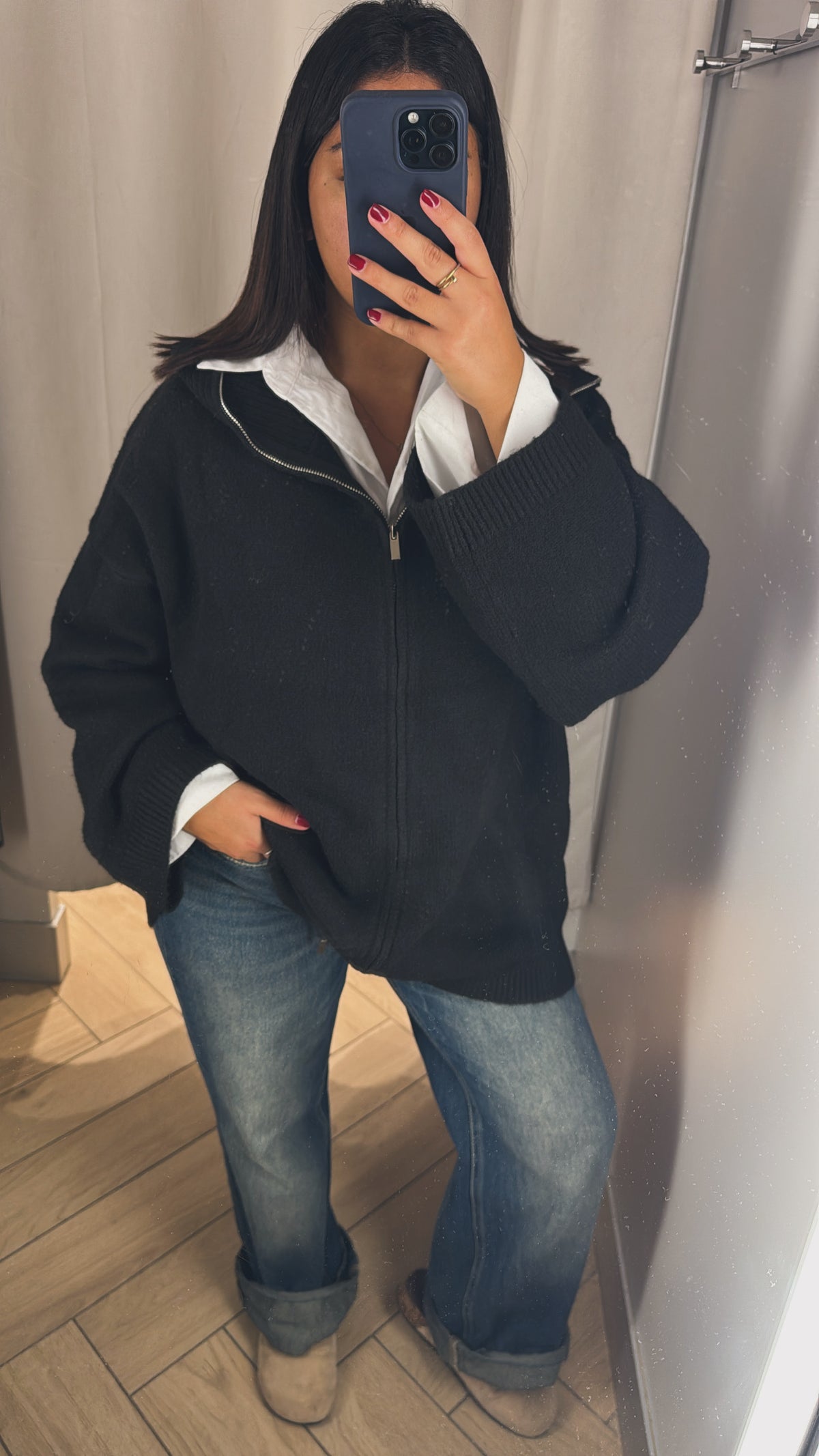 GILET EN MAILLE SUPER OVERSIZE NOIR