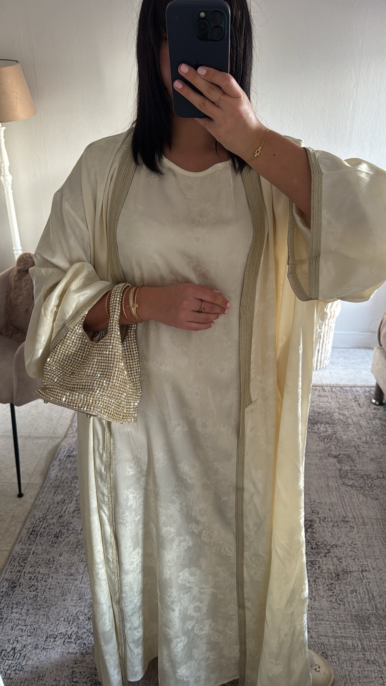 ENSEMBLE KIMONO FLEURS DORÉ