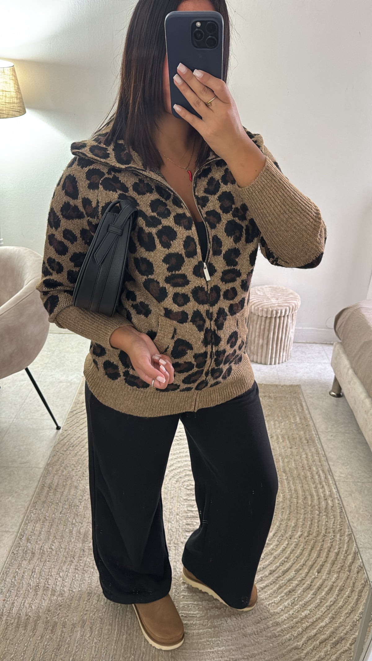 GILET À ZIP LÉOPARD