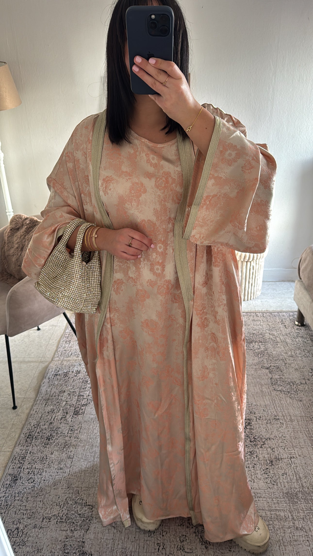 ENSEMBLE KIMONO FLEURS ROSE