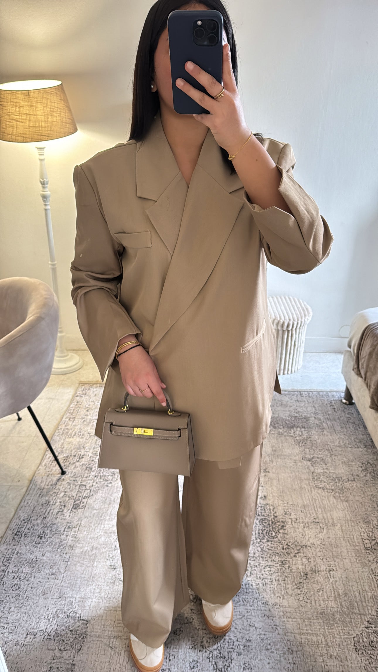 ENSEMBLE BLAZER ASYMÉTRIQUE BEIGE