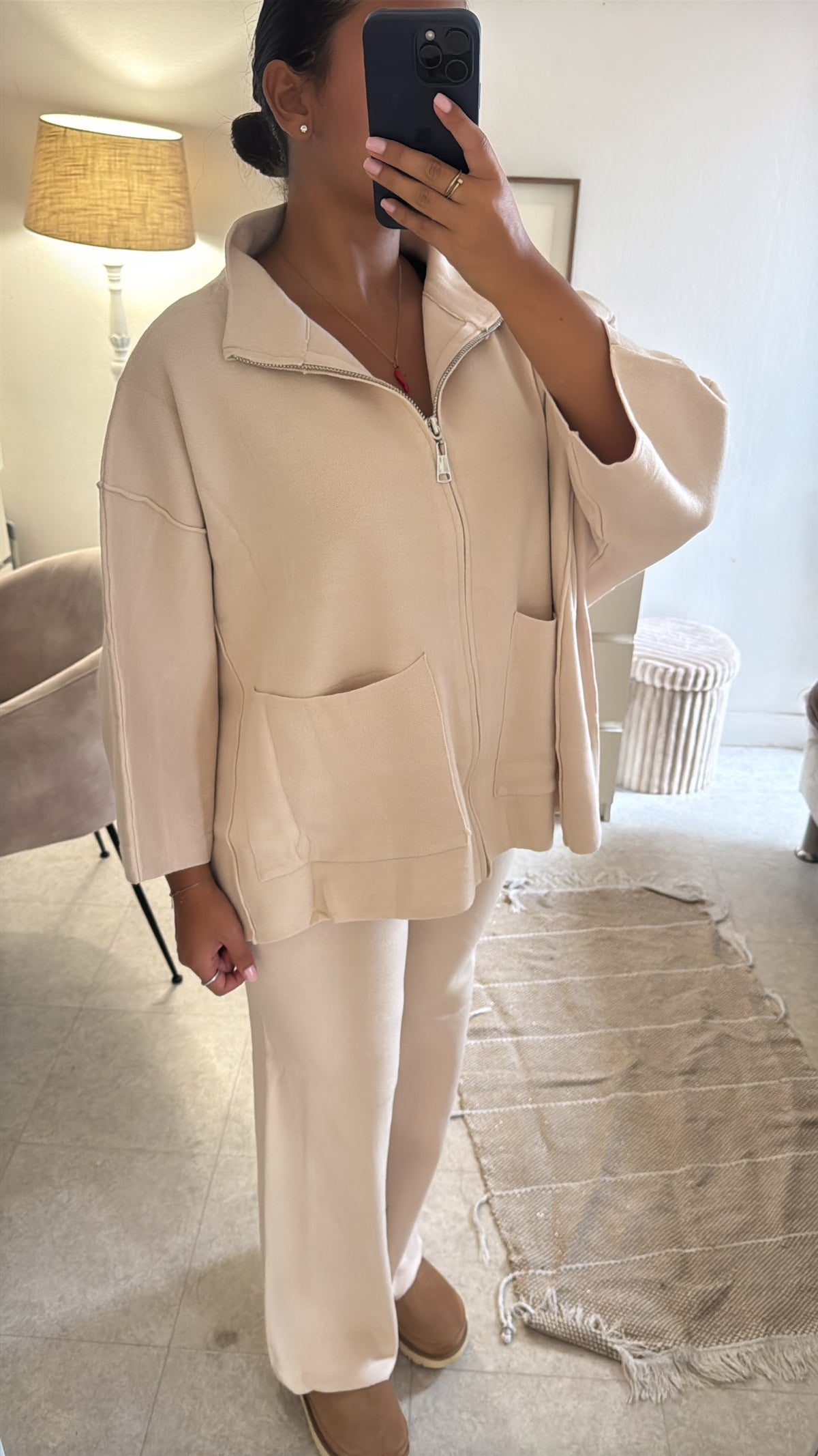 ENSEMBLE GILET À ZIP EN LAINE COSY BEIGE