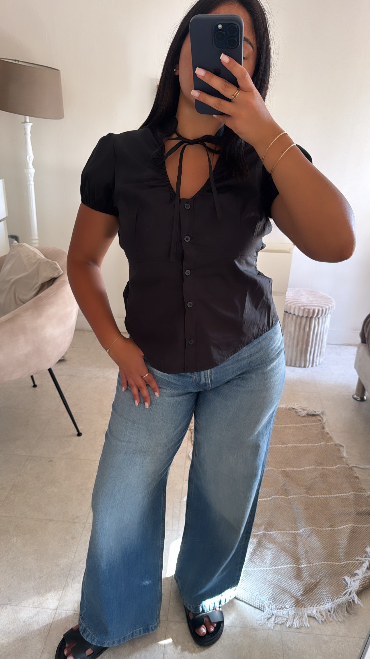 HAUT POPELINE INSPI ZARA NOIR