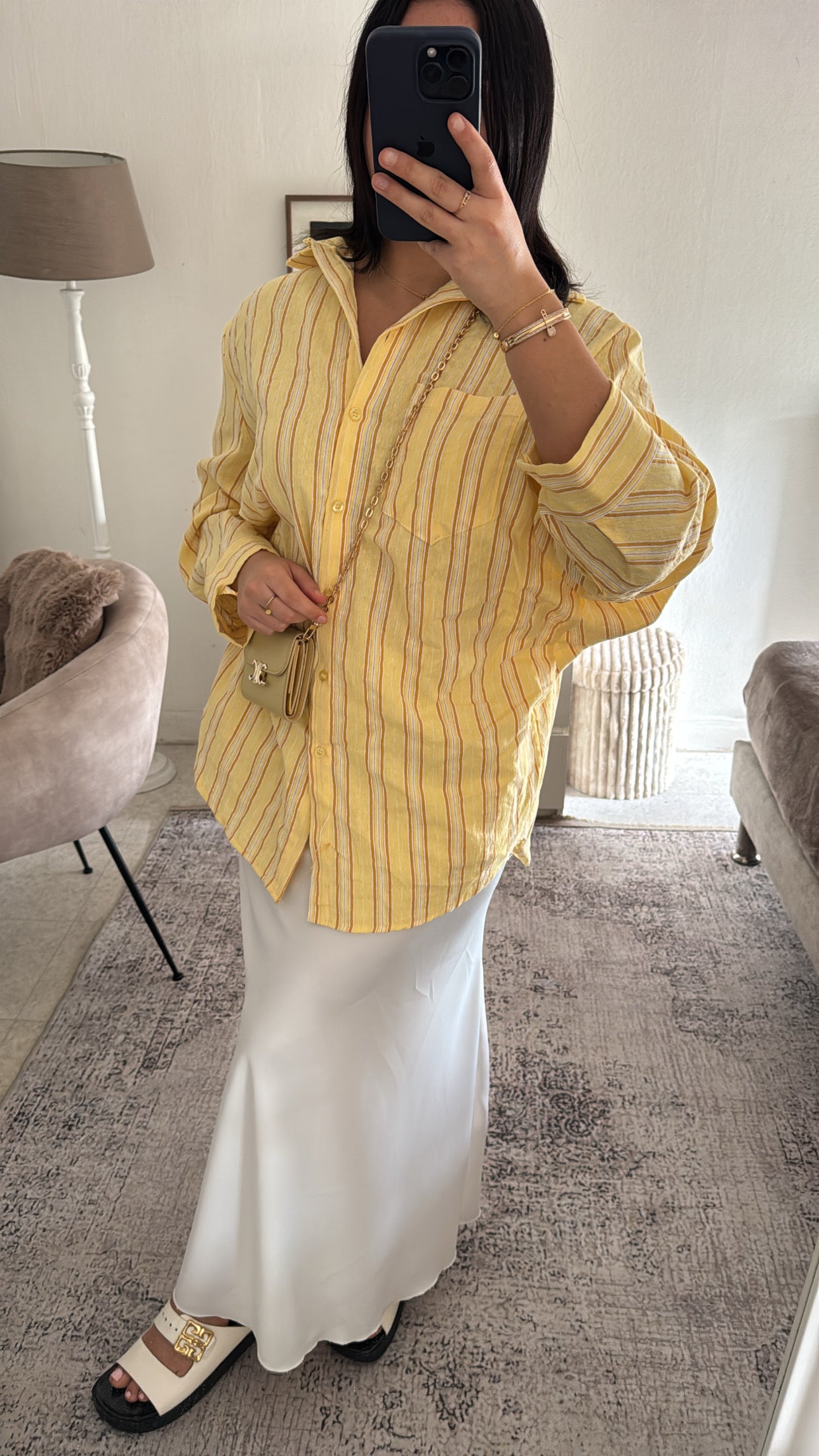 CHEMISE OVERSIZE RAYÉE JAUNE