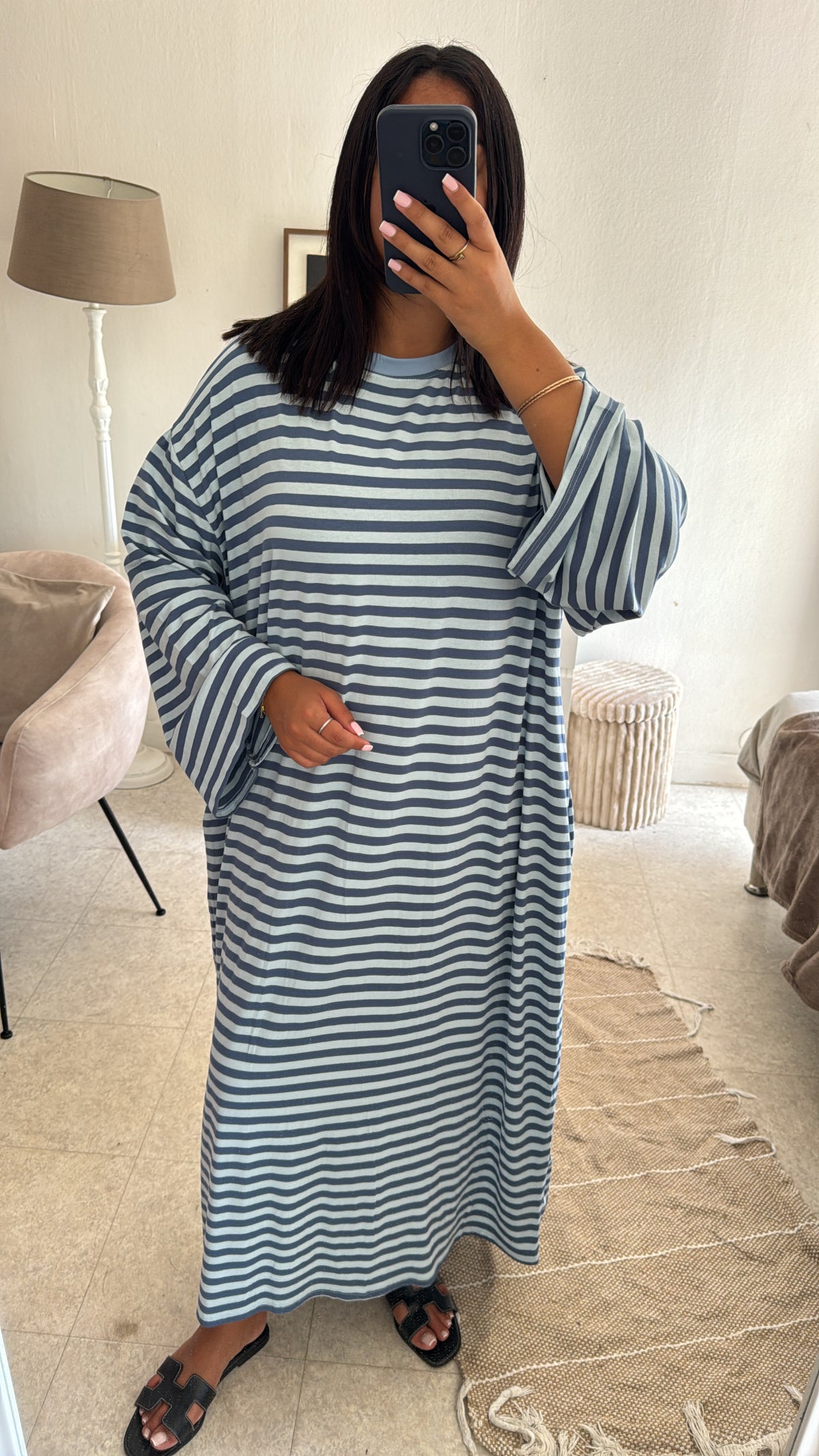 ROBE RAYÉE BLEUE