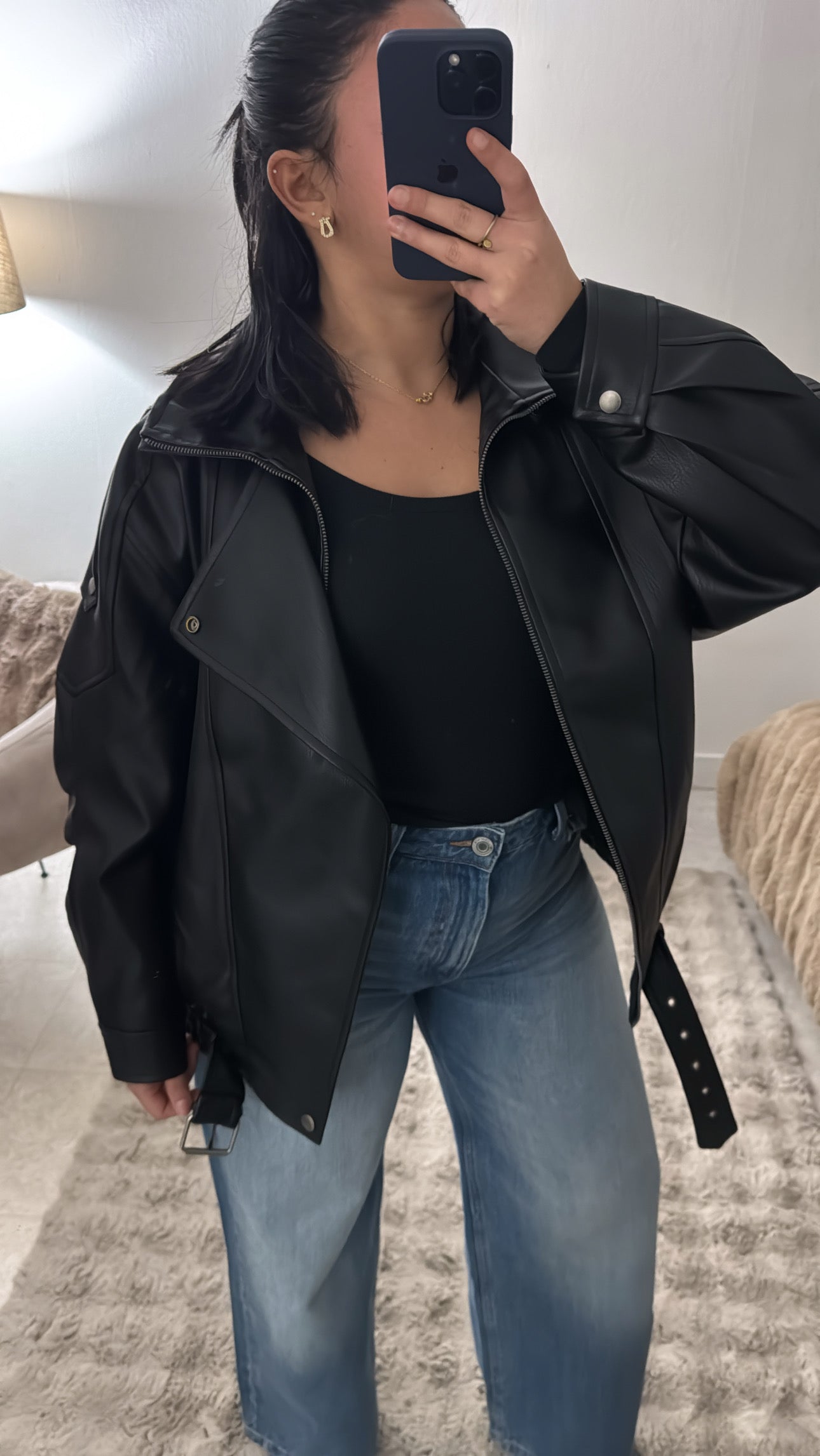 VESTE EN CUIR OVERSIZE