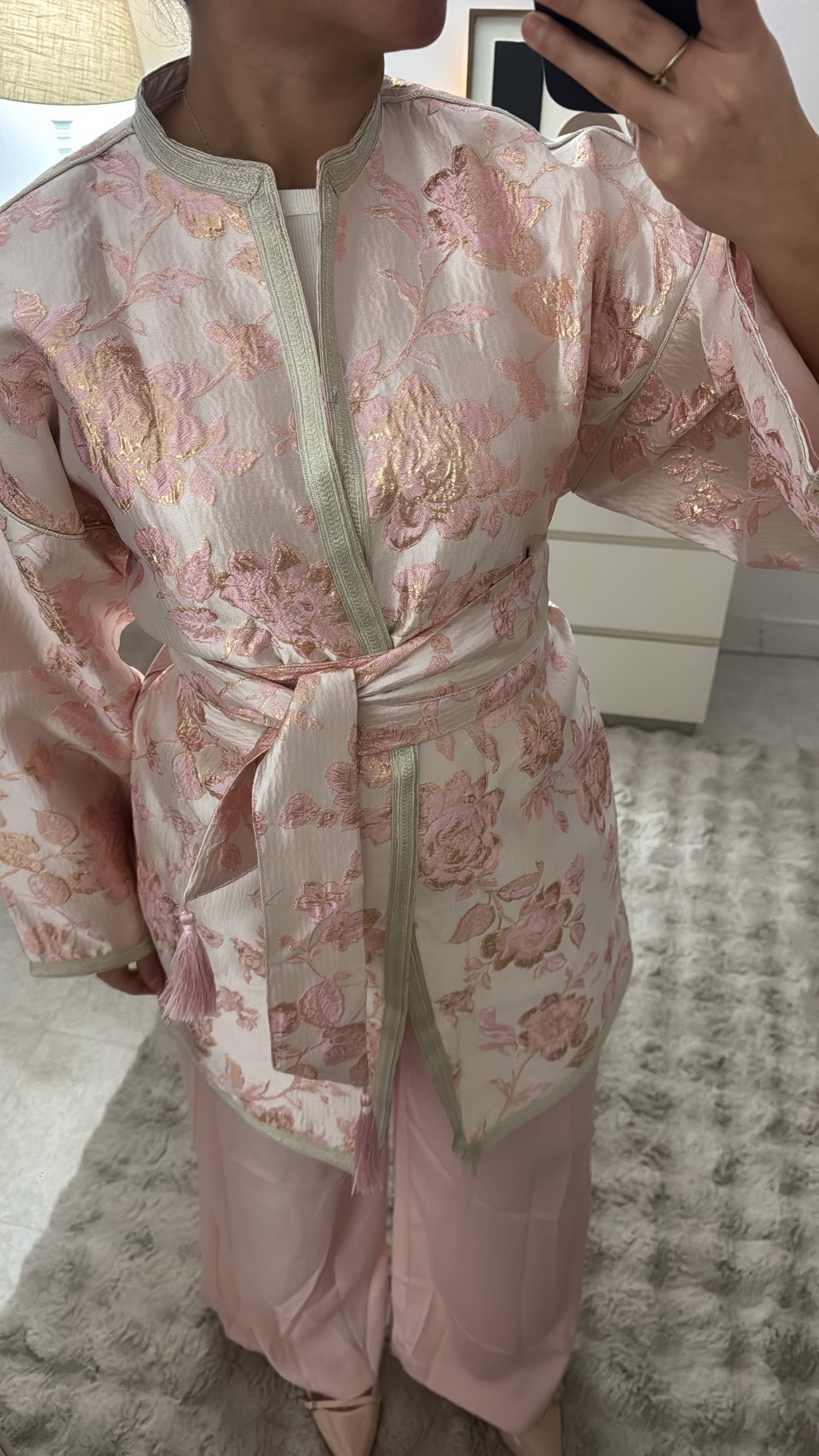 ENSEMBLE KIMONO PANTALON ROSE