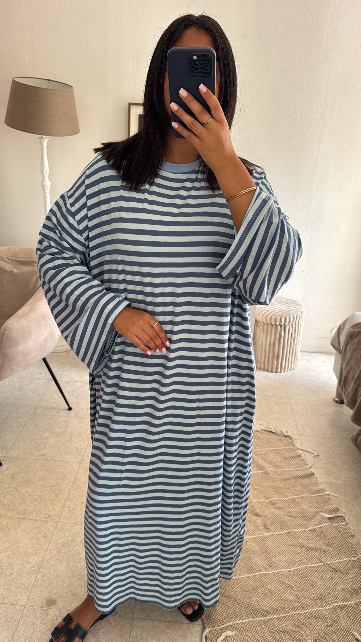 ROBE RAYÉE BLEUE