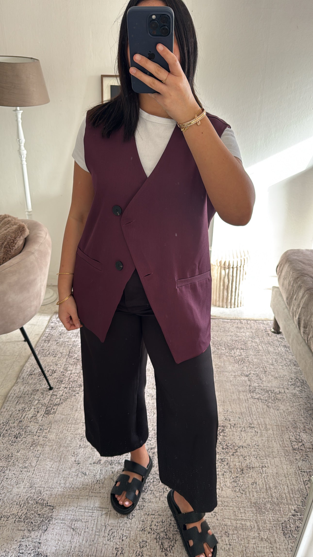 BLAZER SANS MANCHE ASYMÉTRIQUE CERISE