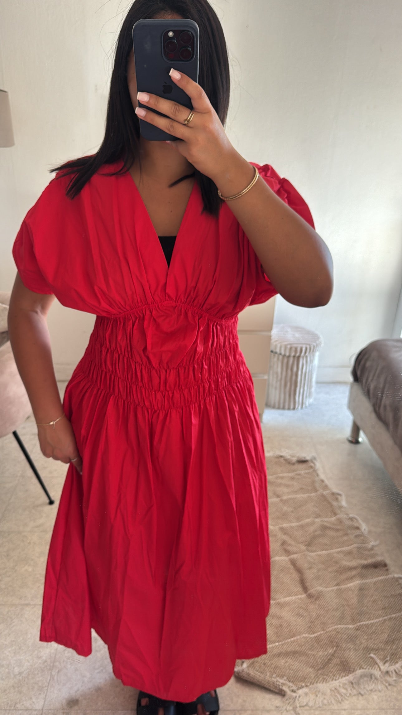 ROBE POPELINE ROUGE