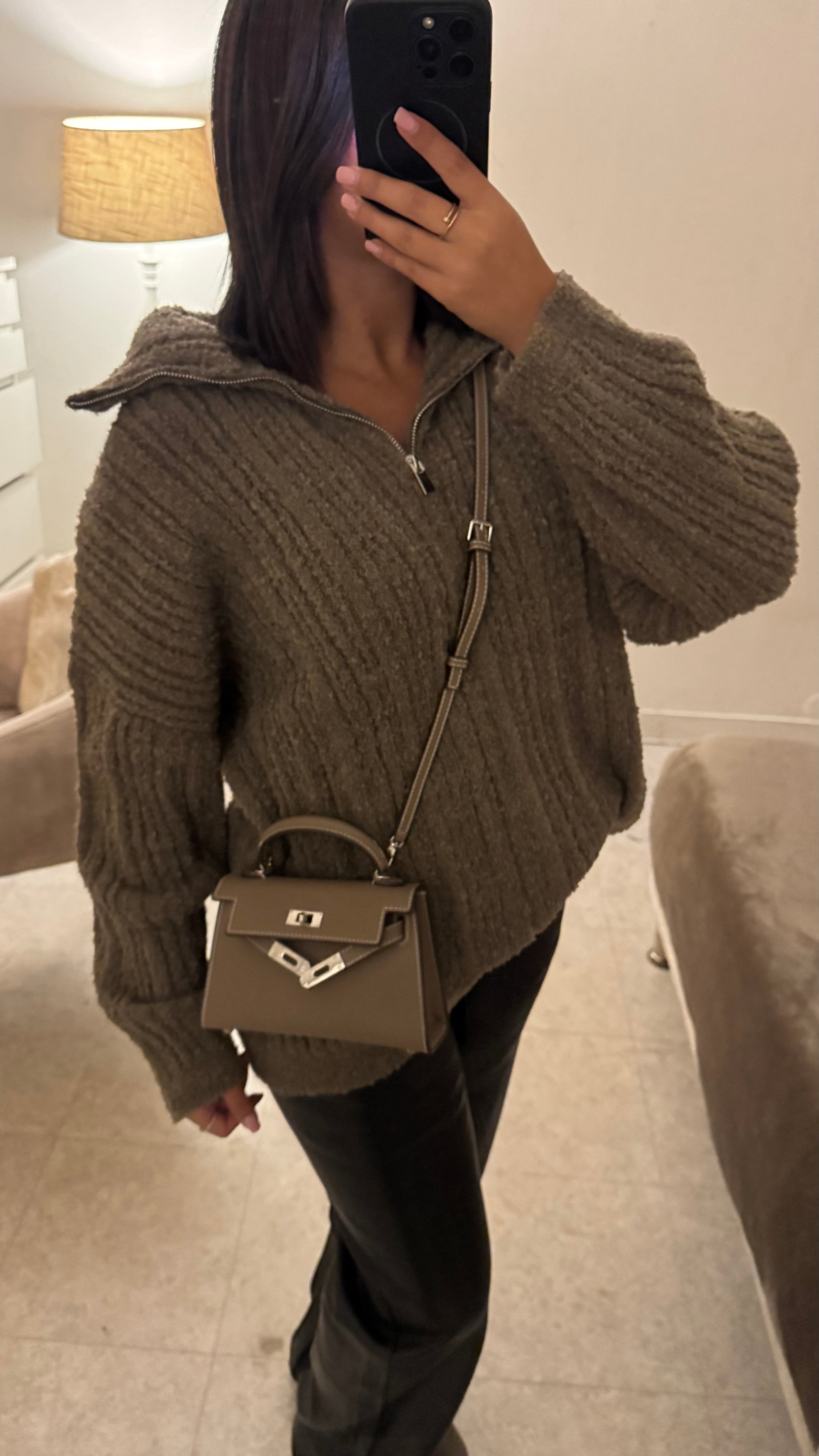 PULL À ZIP TAUPE