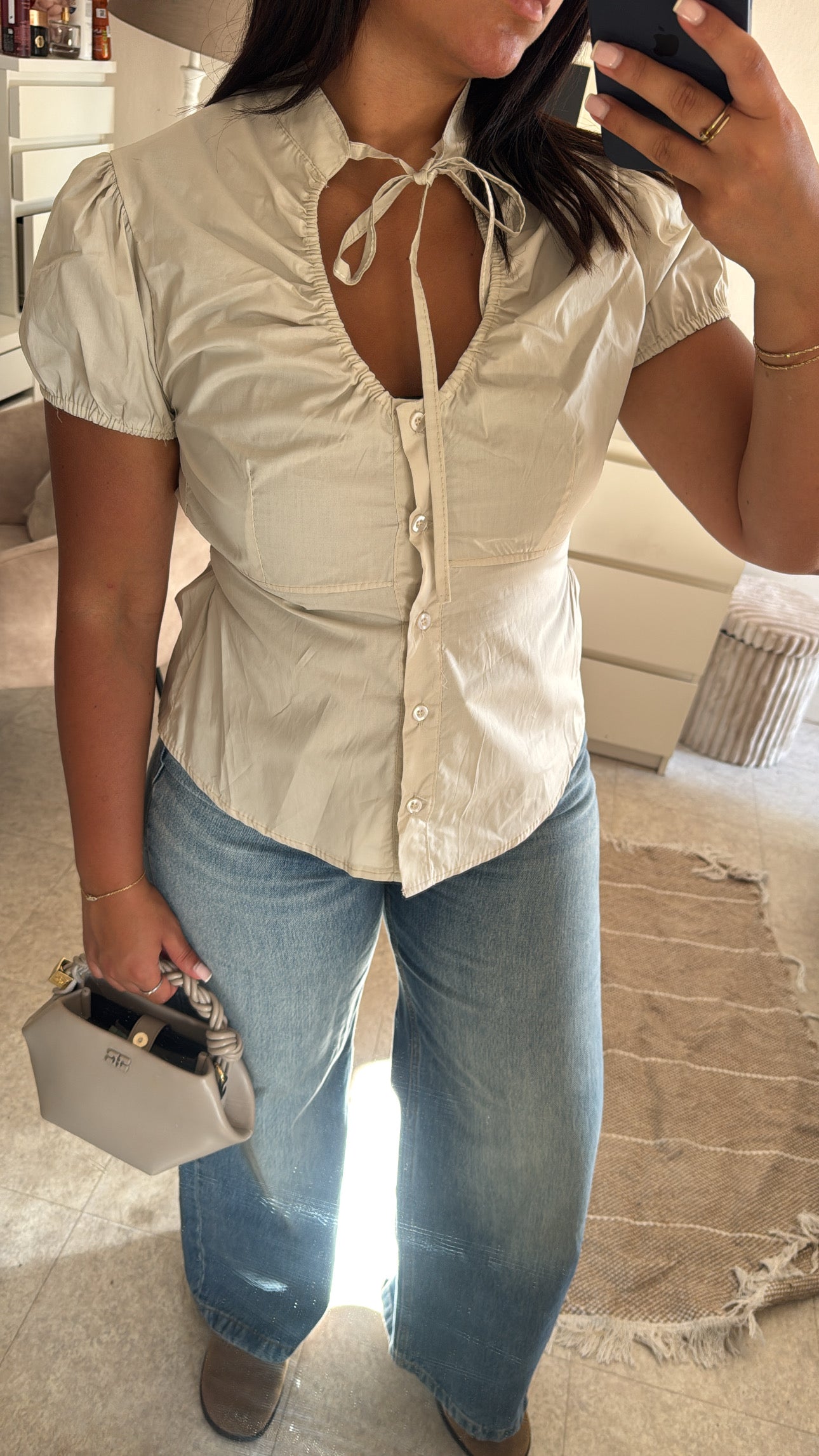 HAUT POPELINE INSPI ZARA BEIGE