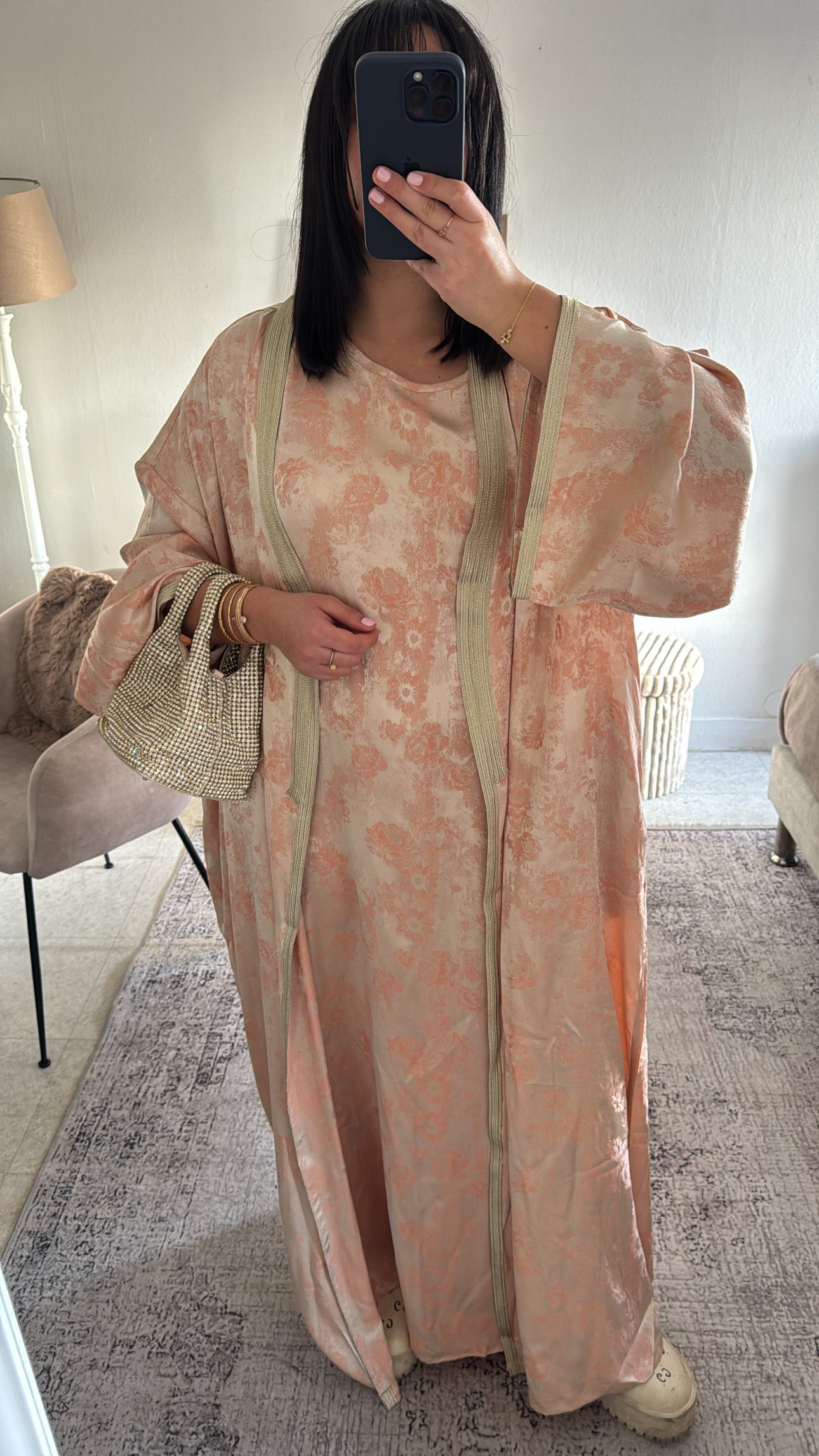 ENSEMBLE KIMONO FLEURS ROSE