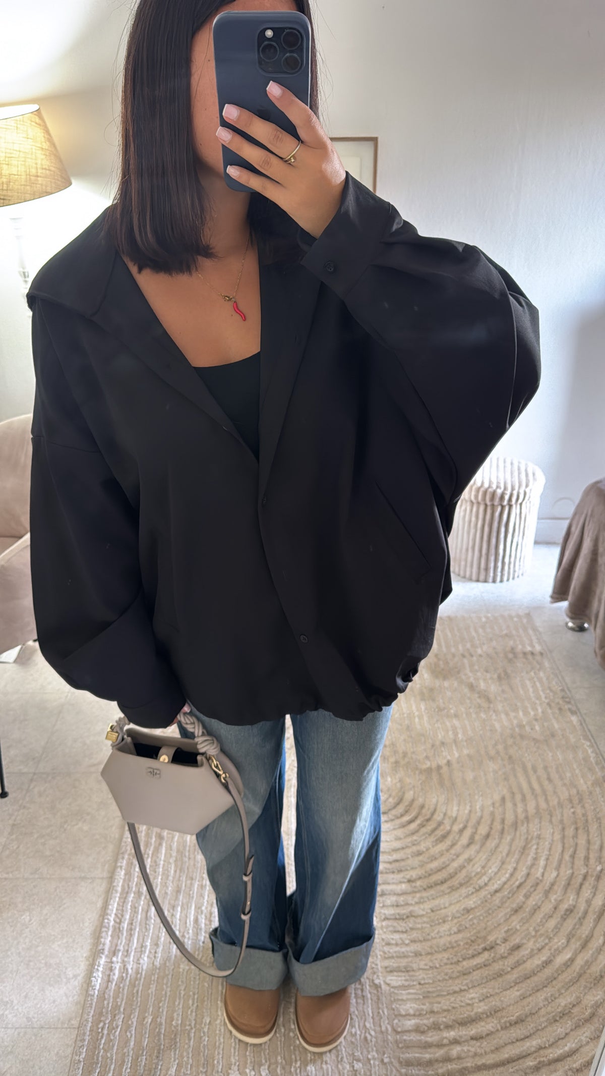 VESTE CHEMISE OVERSIZE NOIRE