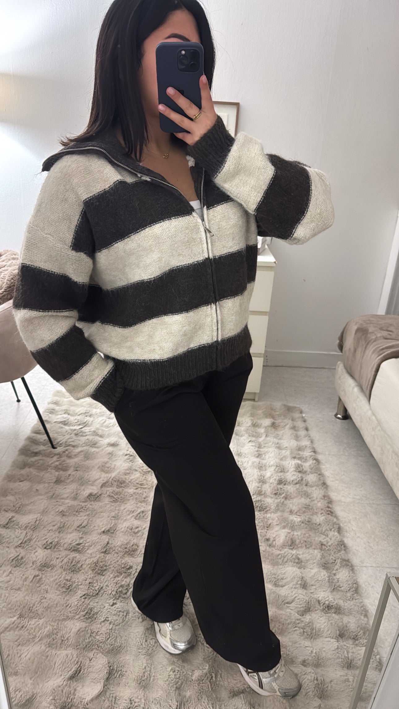 GILET À ZIP MARRON BEIGE