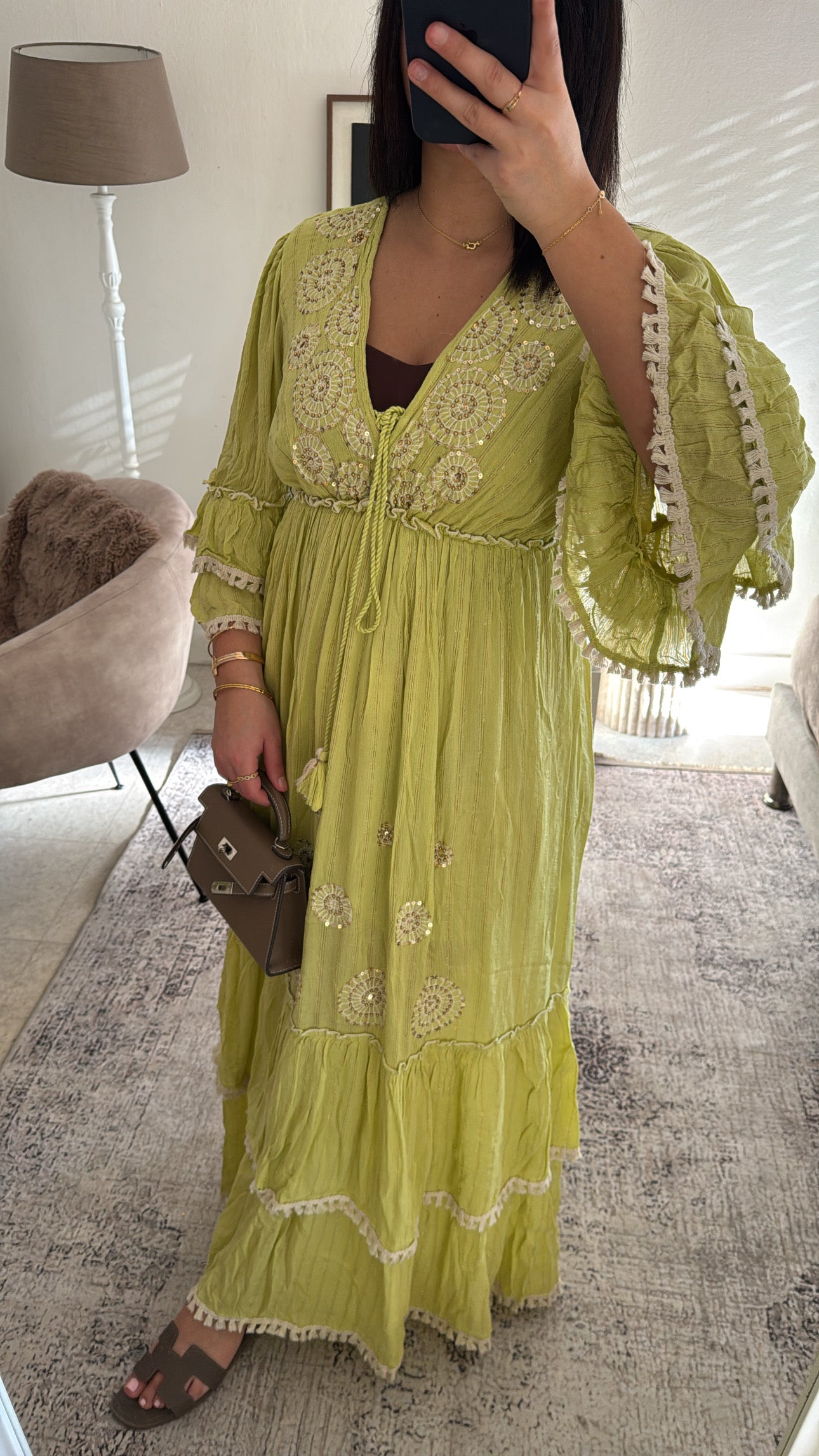 ROBE BOHEME LONGUE VERTE