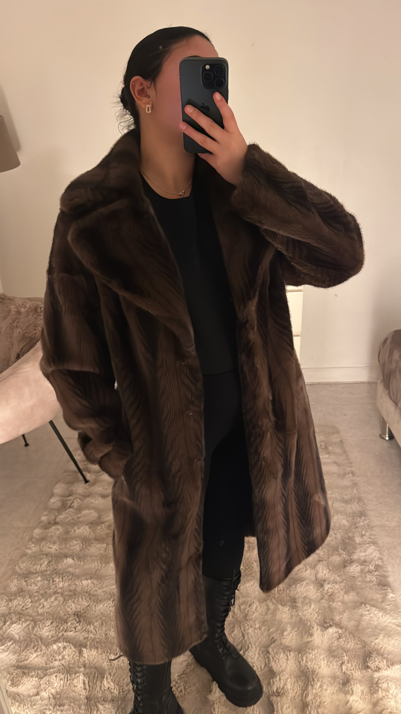 FOURRURE LONGUE BI COLOR DOUCE MARRON