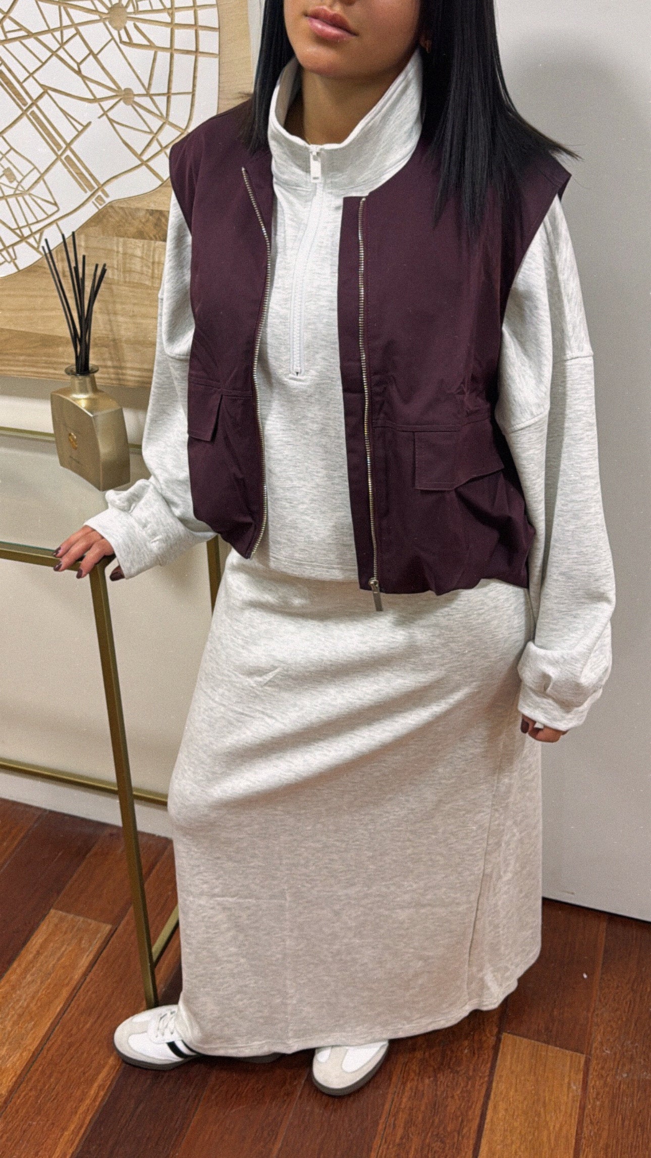 VESTE SANS MANCHE PRUNE