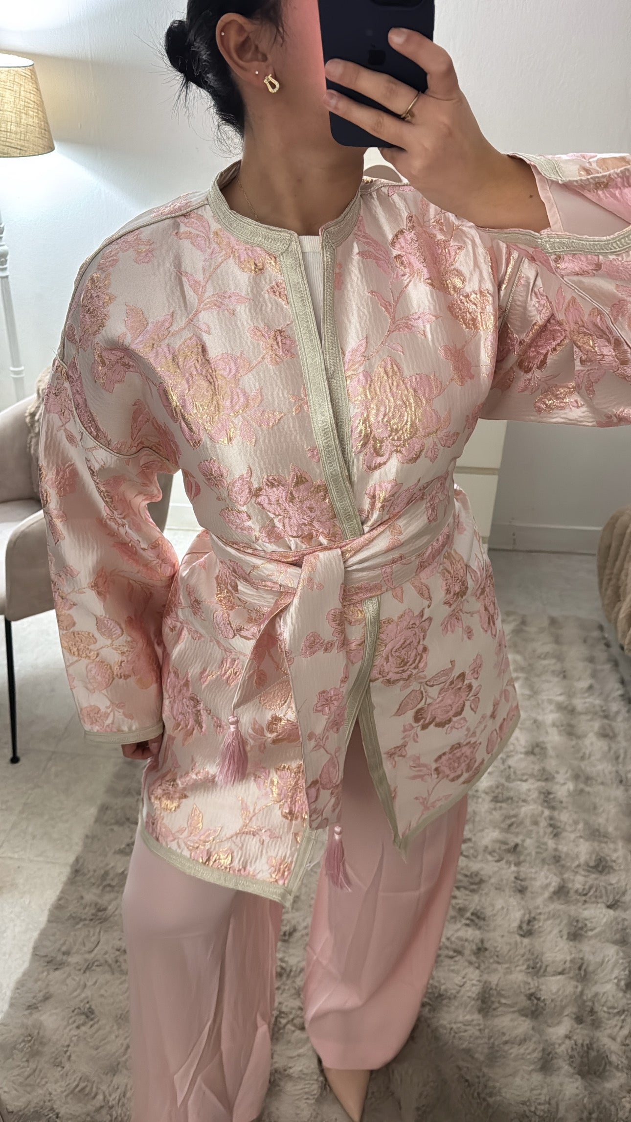 ENSEMBLE KIMONO PANTALON ROSE