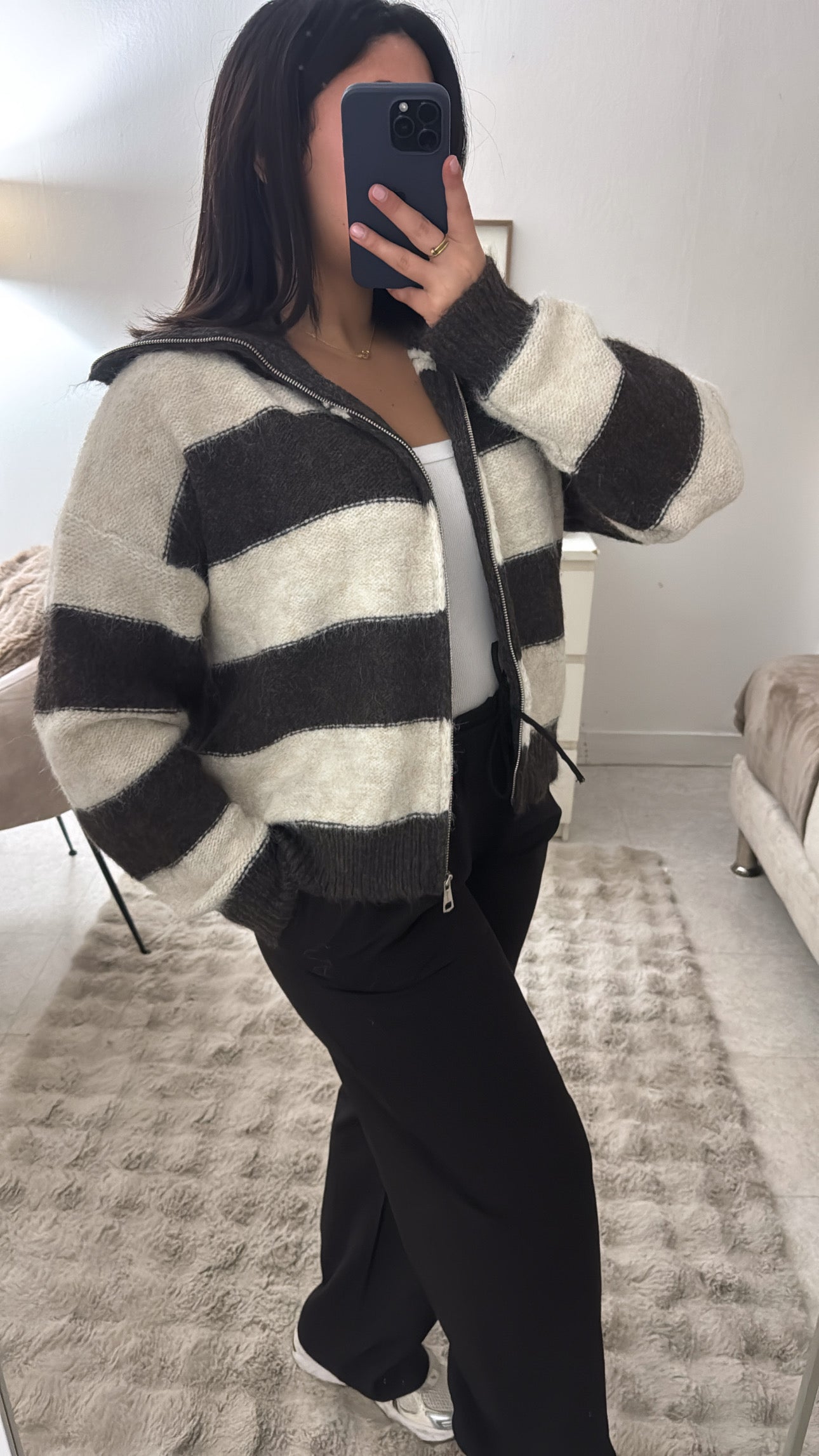 GILET À ZIP MARRON BEIGE