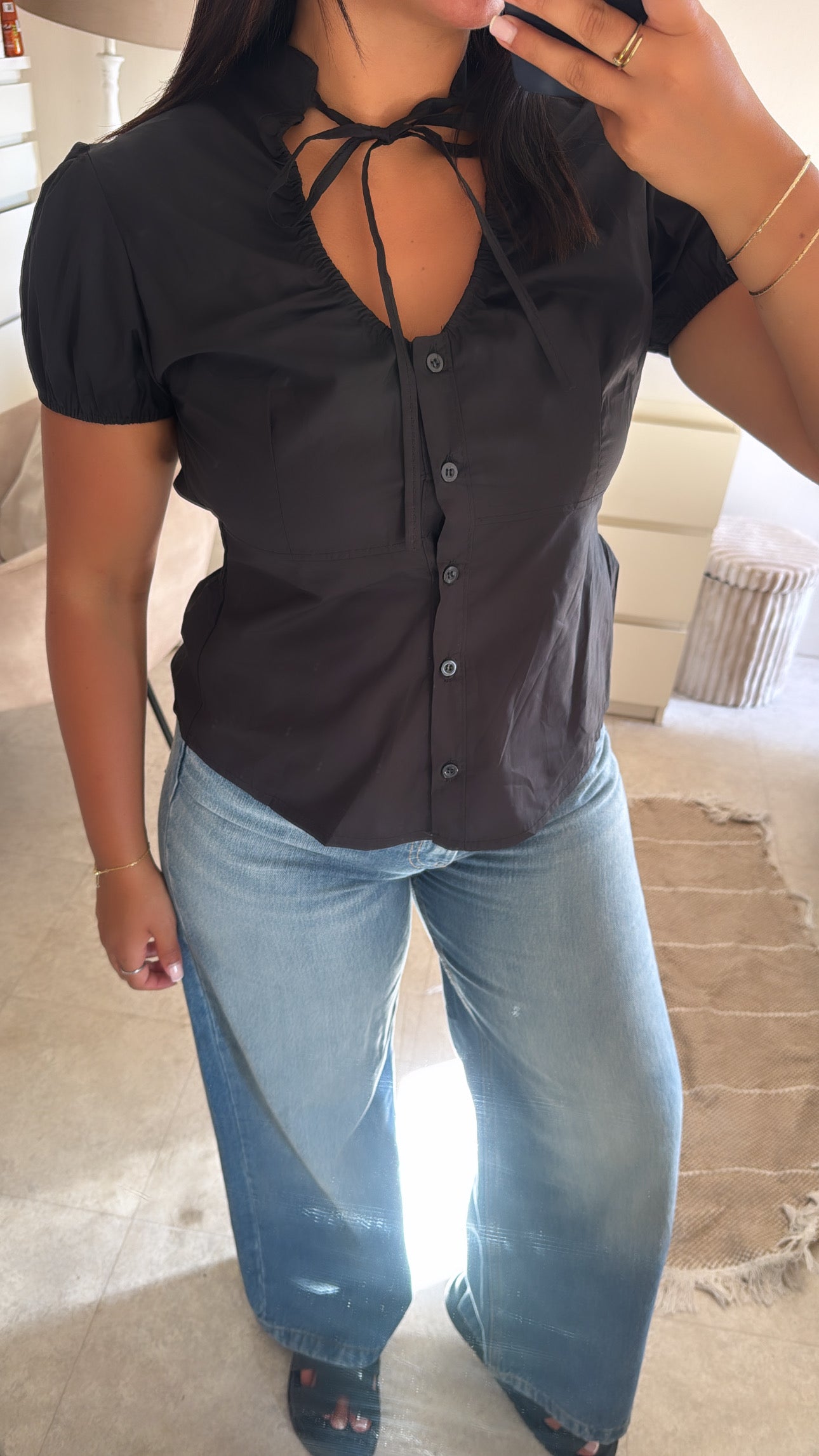 HAUT POPELINE INSPI ZARA NOIR