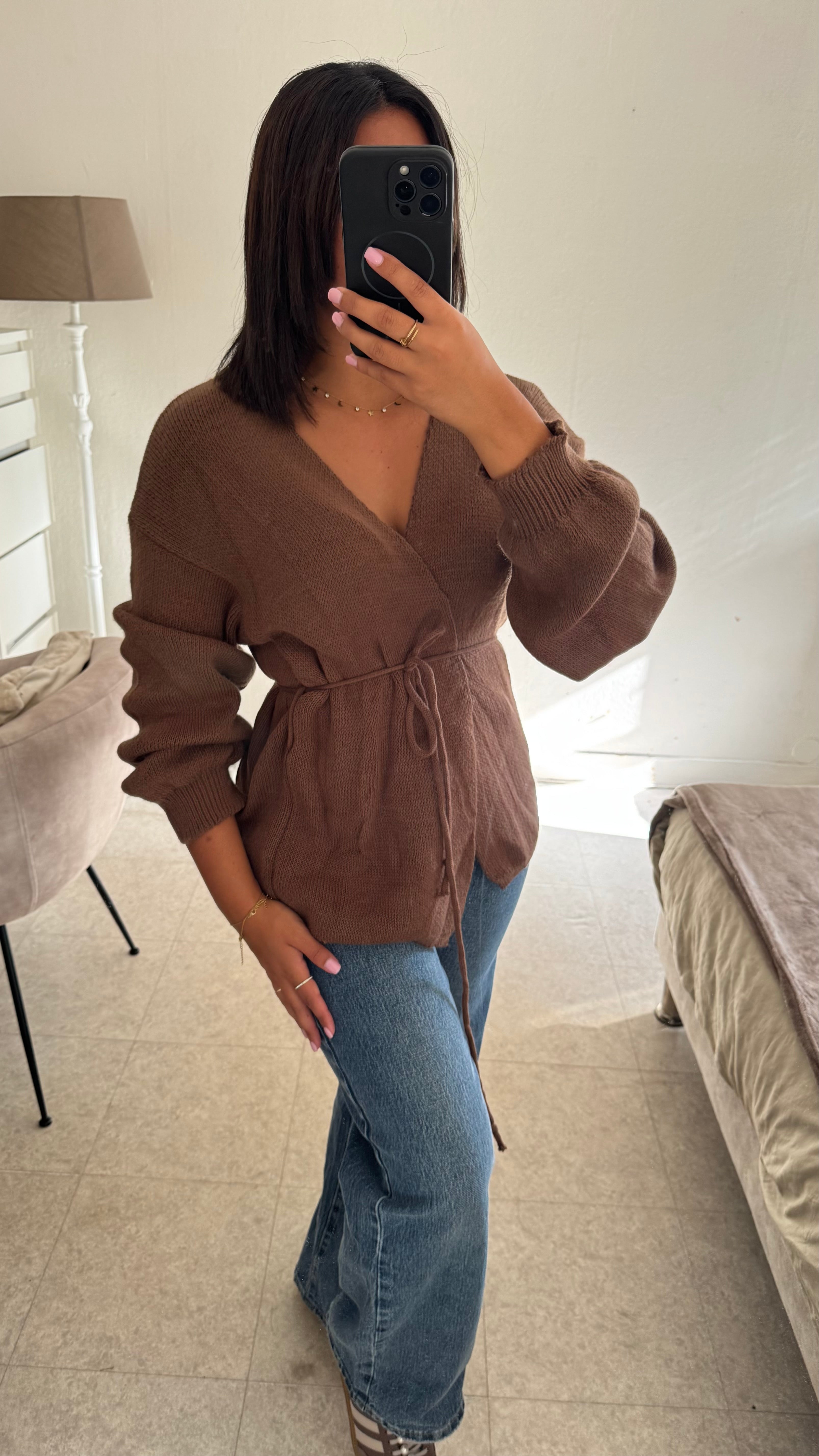 GILET NOUÉE MARRON