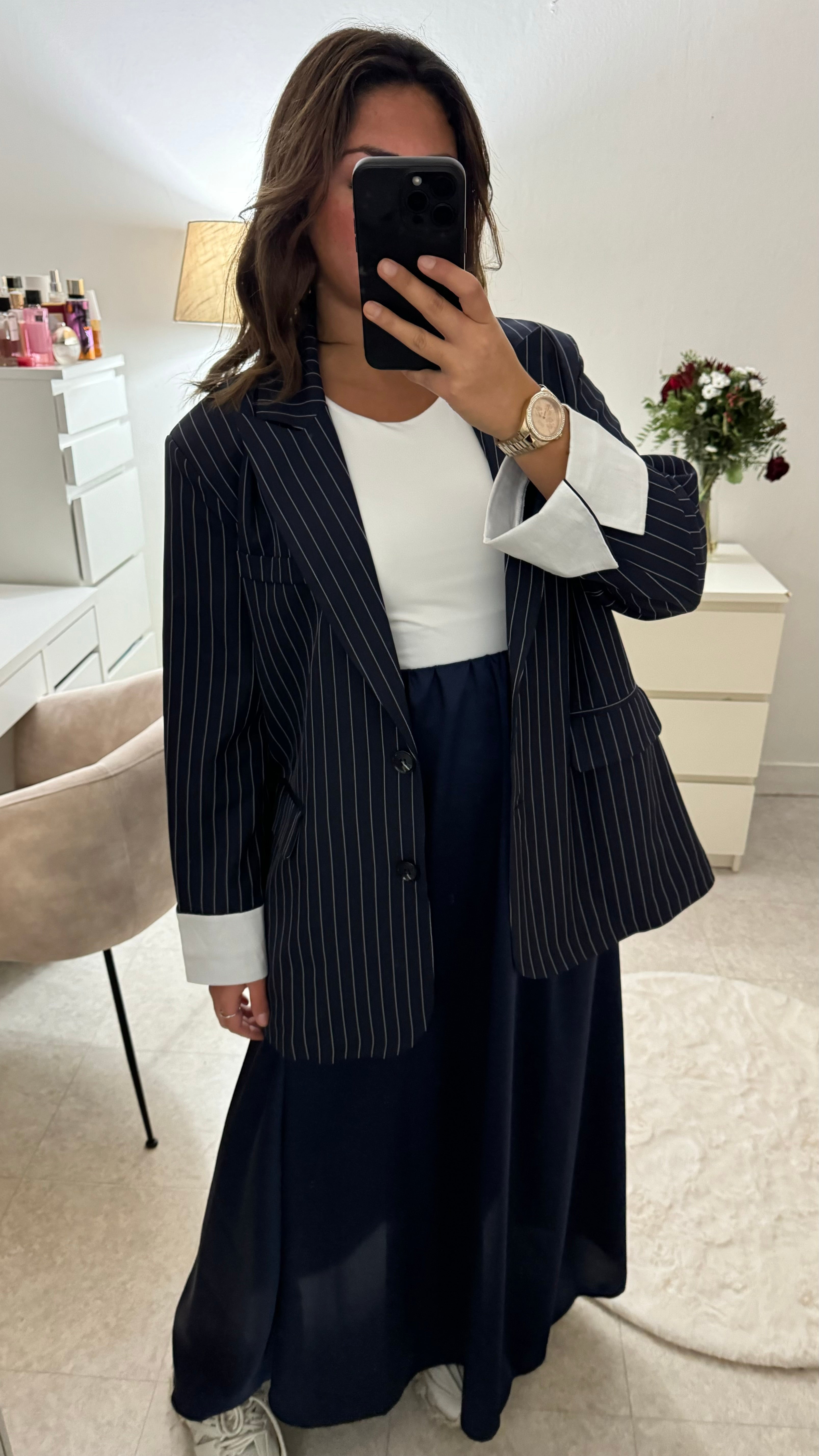 BLAZER RAYÉ OVERSIZE MARRINE