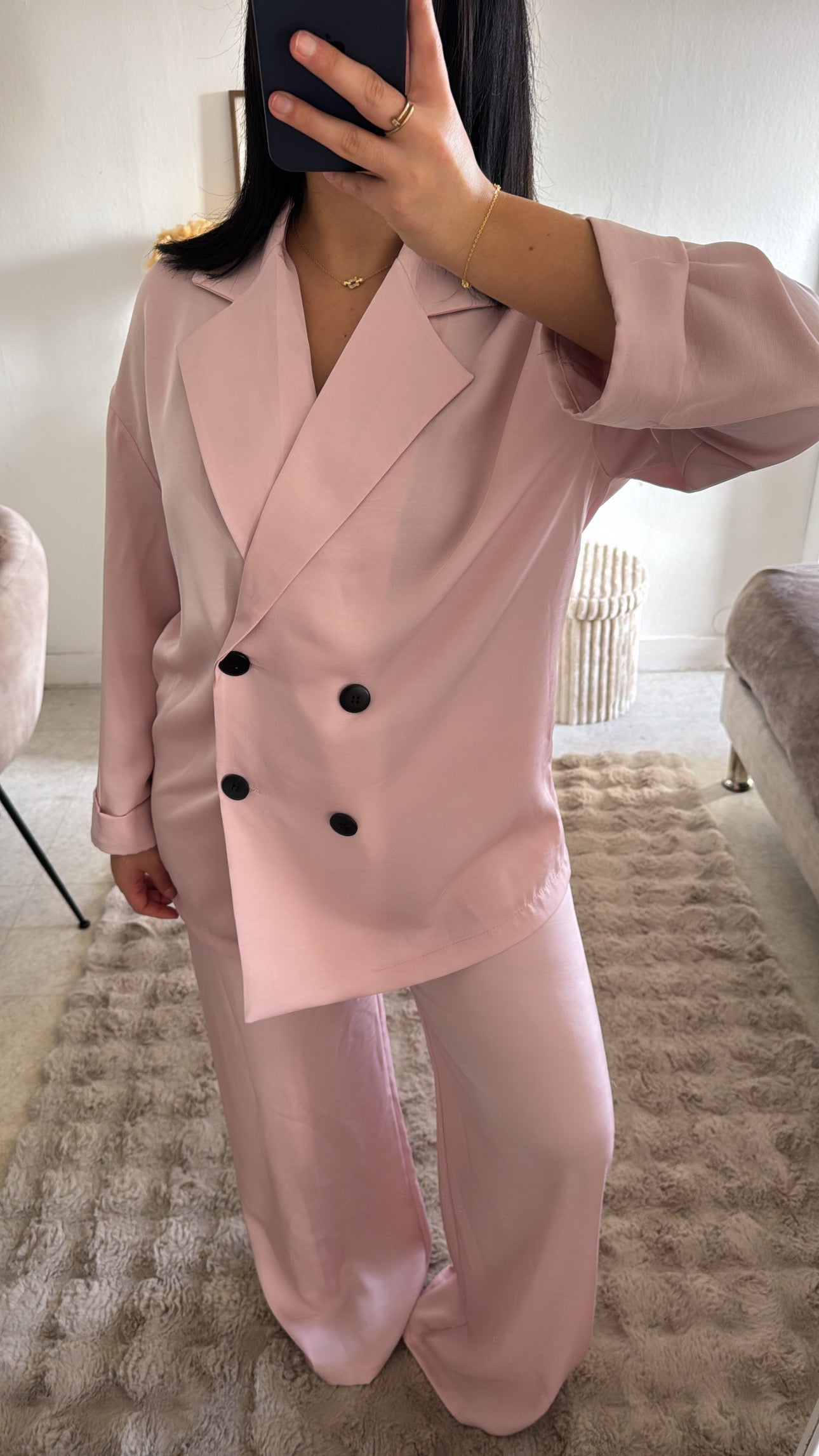 ENSEMBLE BLAZER FLUIDE ROSE