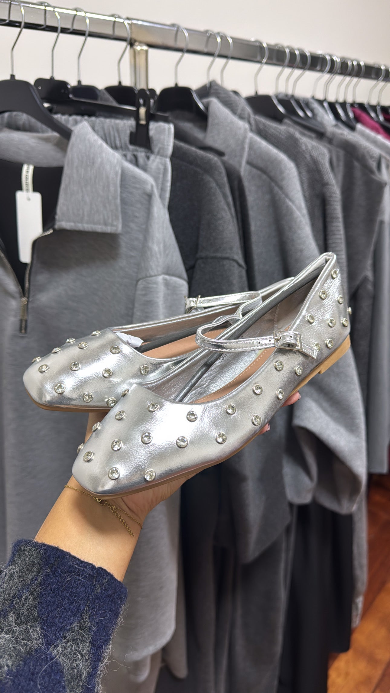 BALLERINE À STRASS ARGENT