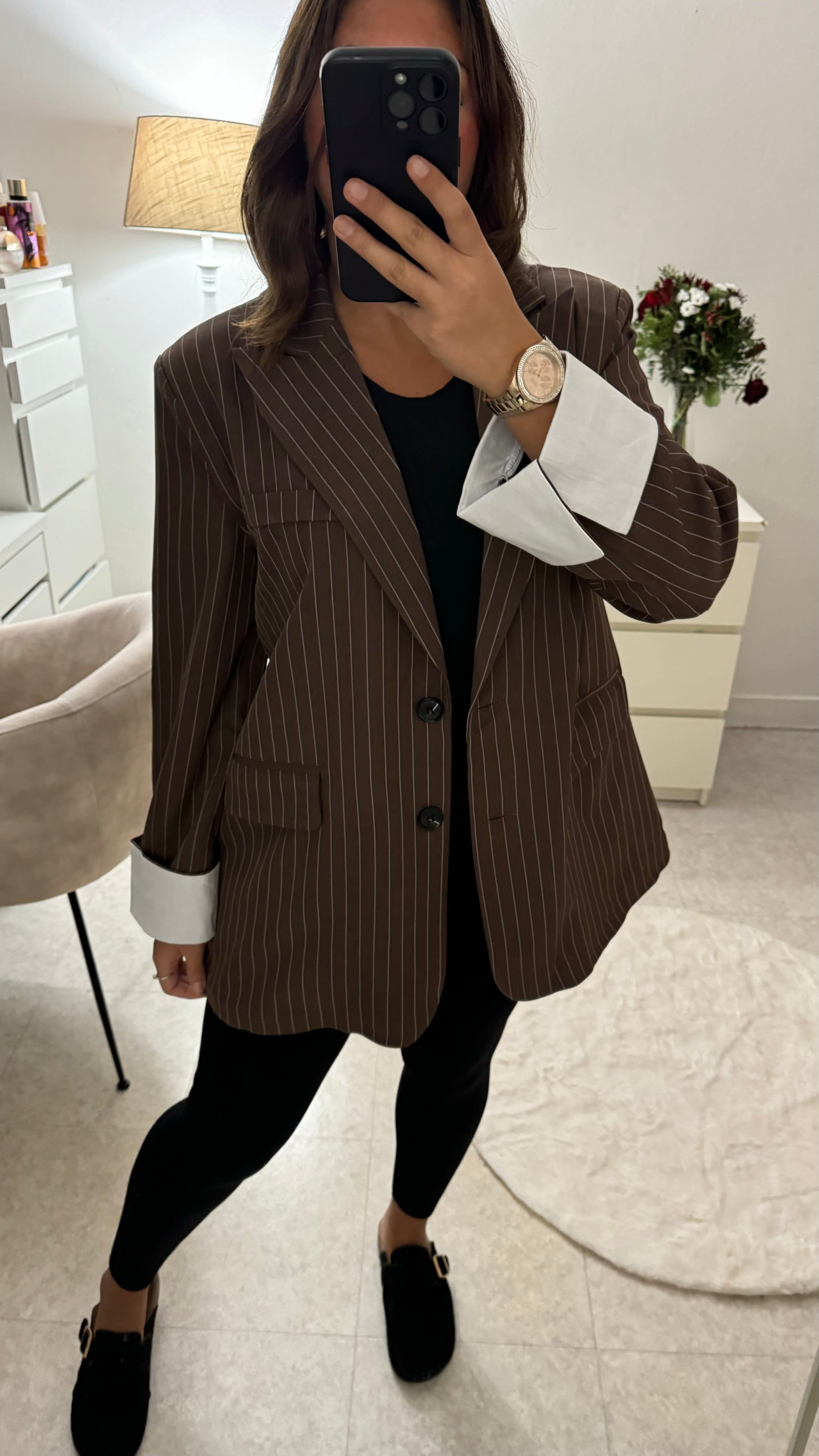 BLAZER RAYÉ OVERSIZE CHOCO