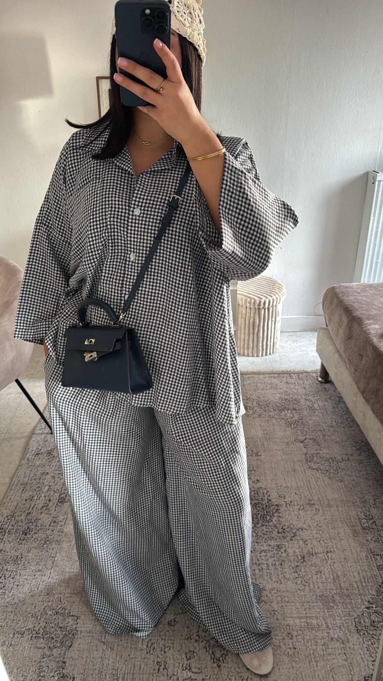 ENSEMBLE CARREAUX OVERSIZE BLEU