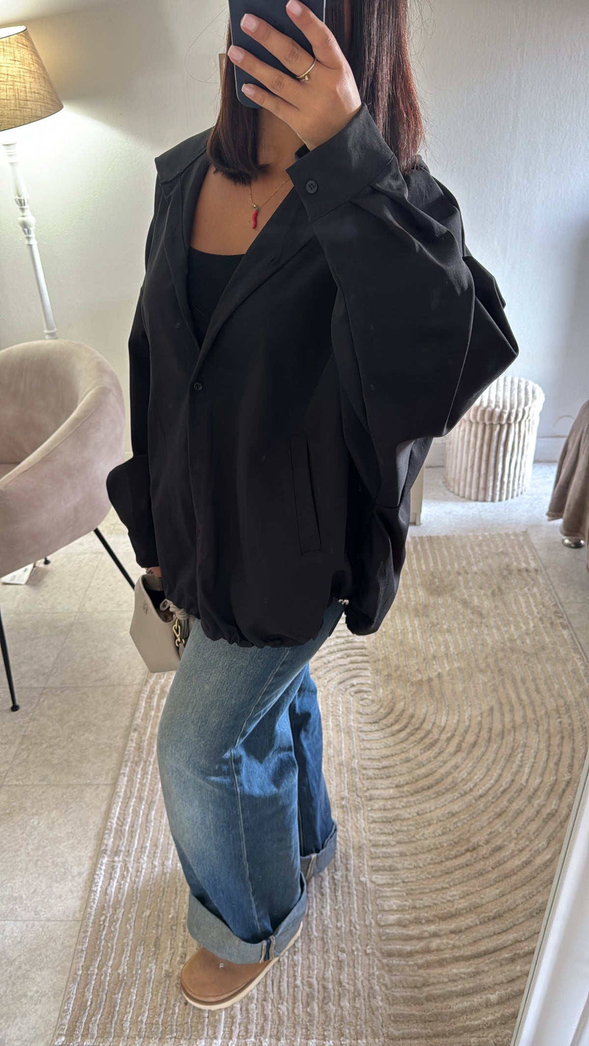 VESTE CHEMISE OVERSIZE NOIRE
