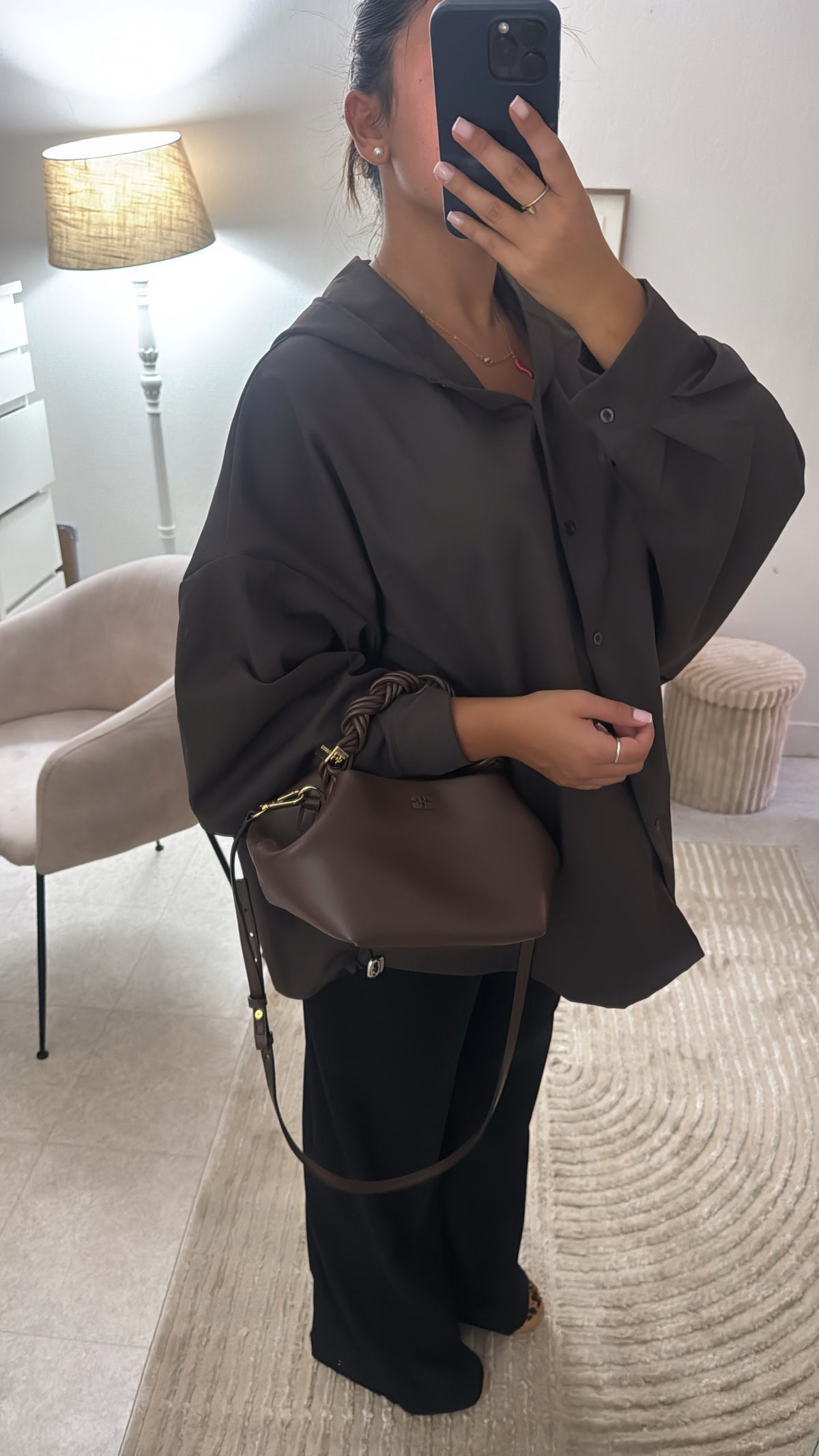 VESTE CHEMISE À CAPUCHE MARRON