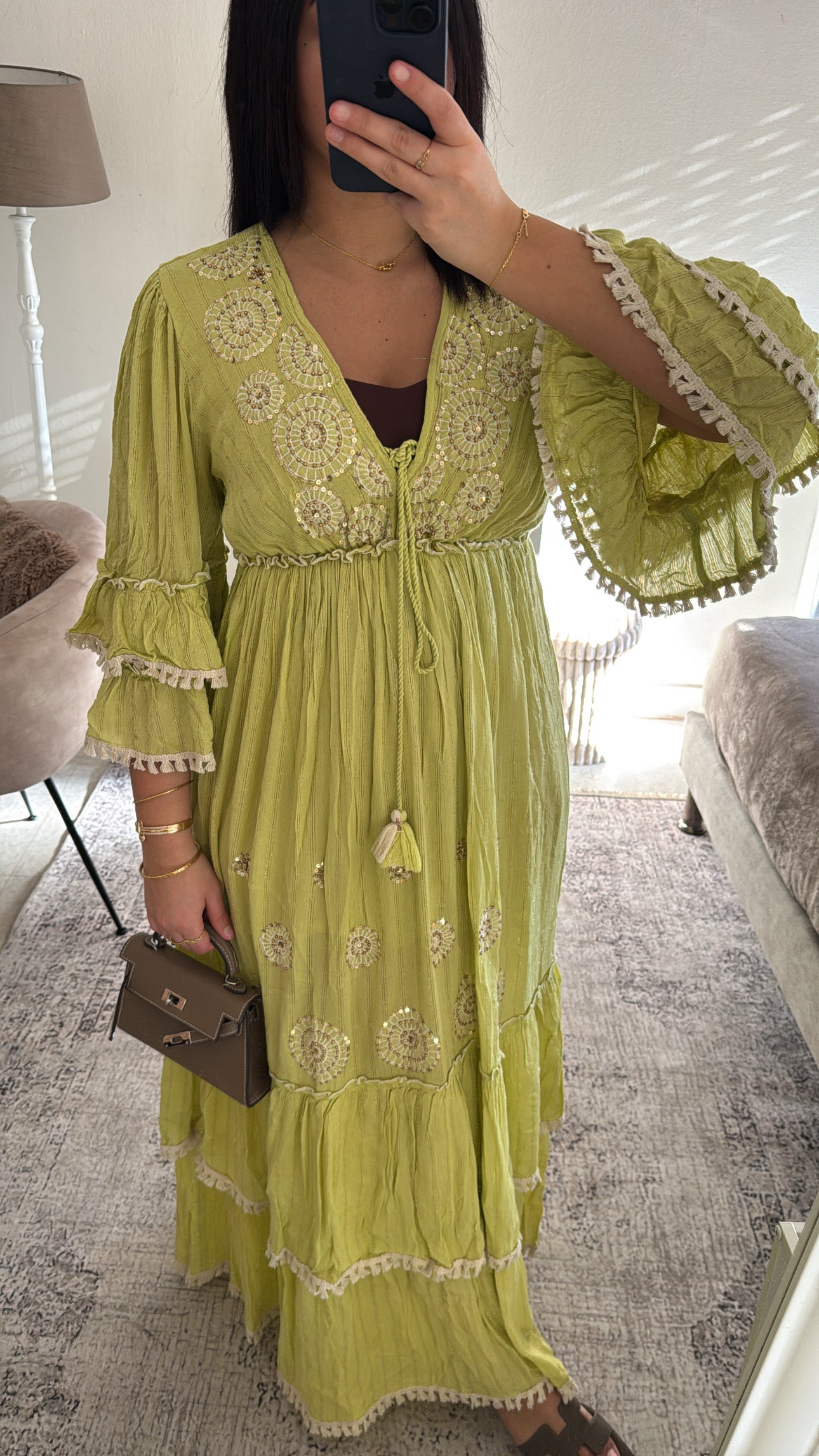 ROBE BOHEME LONGUE VERTE