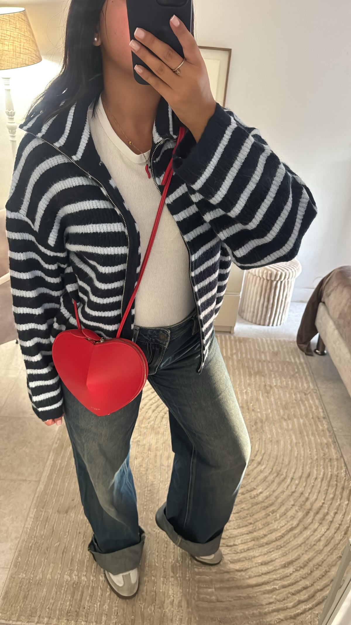 GILET À ZIP RAYÉ BLEU