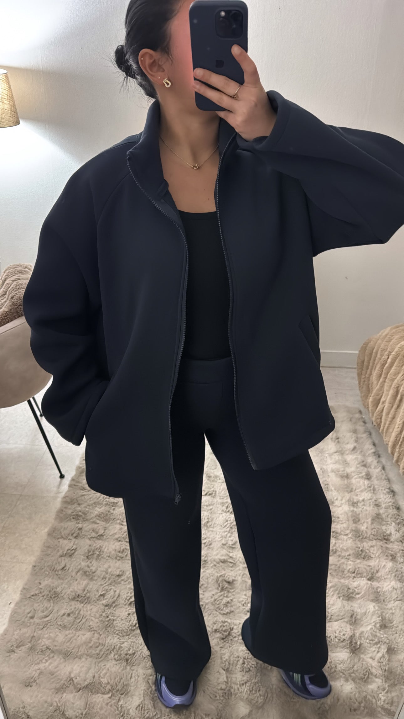 ENSEMBLE JOGGING À ZIP MOLLETONNÉ MARINE
