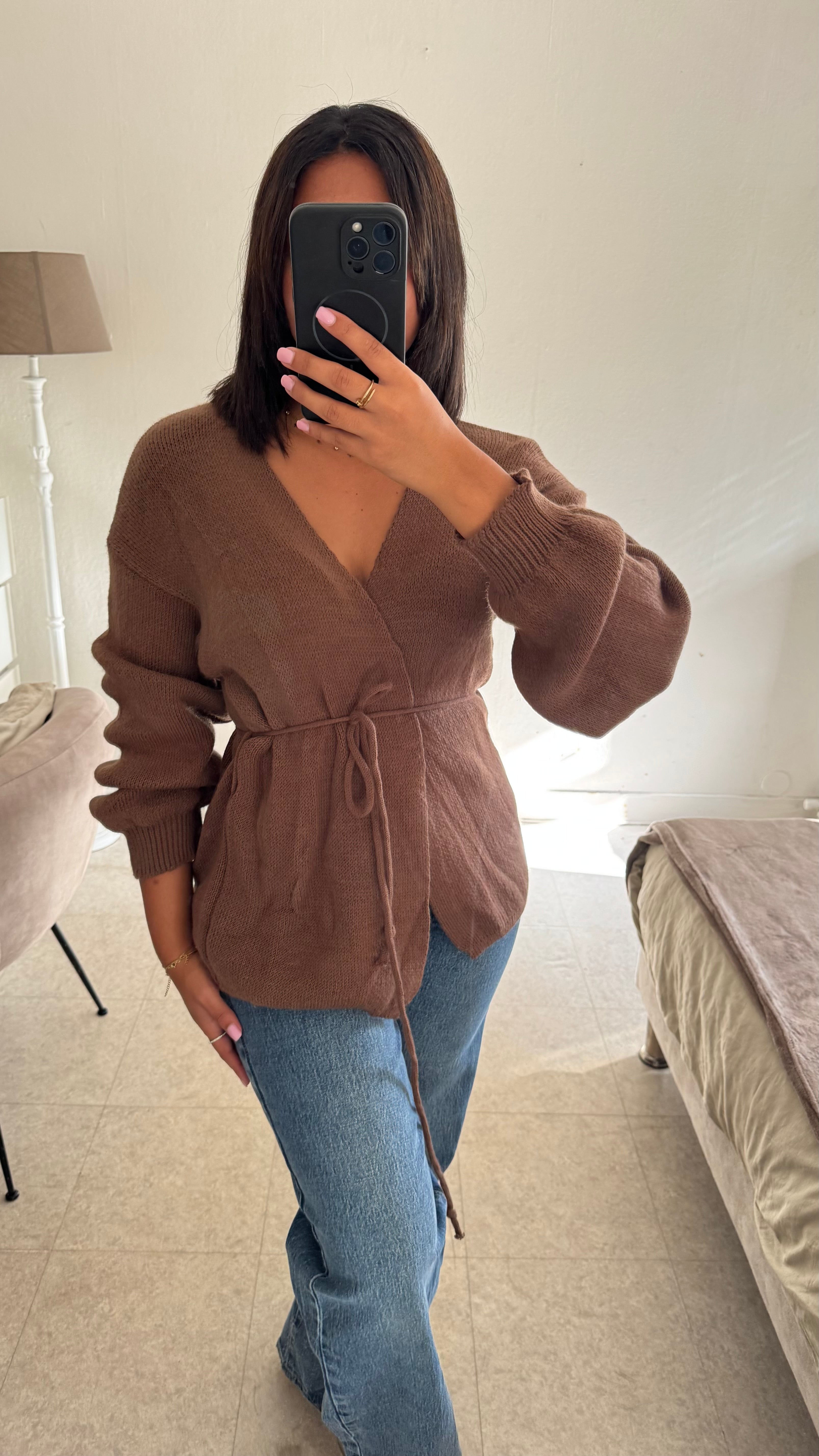 GILET NOUÉE MARRON