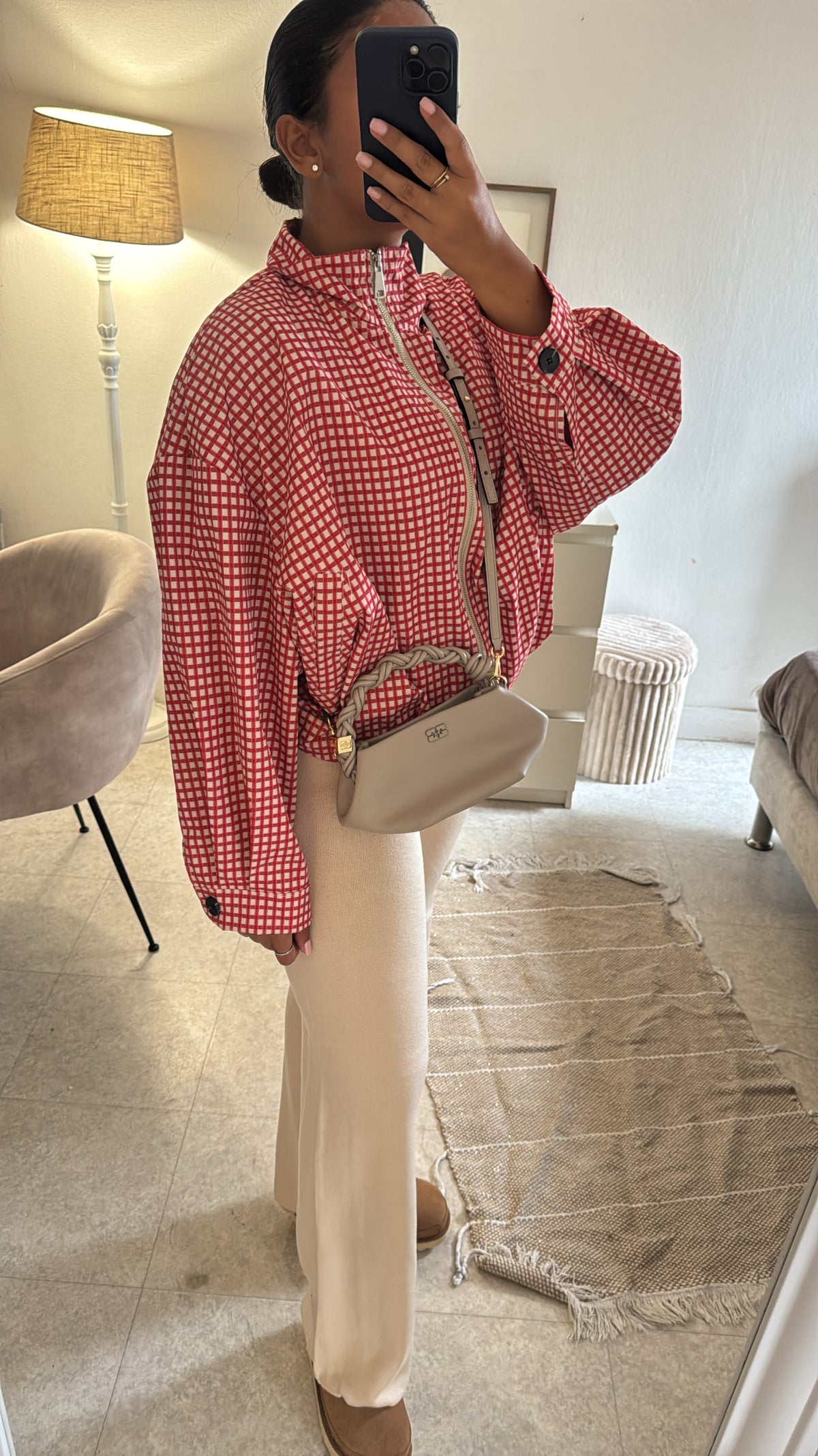 VESTE À CARREAUX INSPI ZARA ROUGE