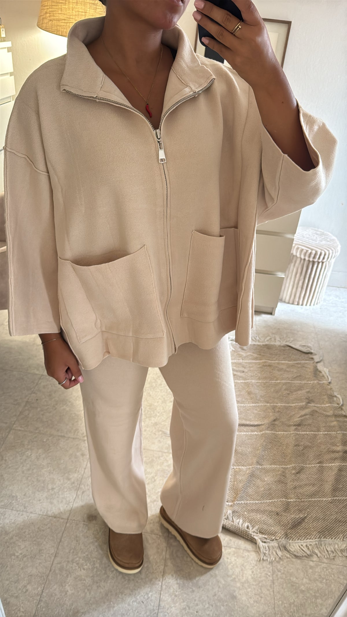 ENSEMBLE GILET À ZIP EN LAINE COSY BEIGE