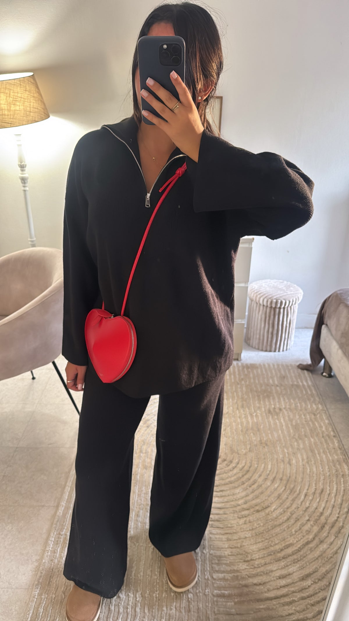 ENSEMBLE À ZIP MAILLE NOIR