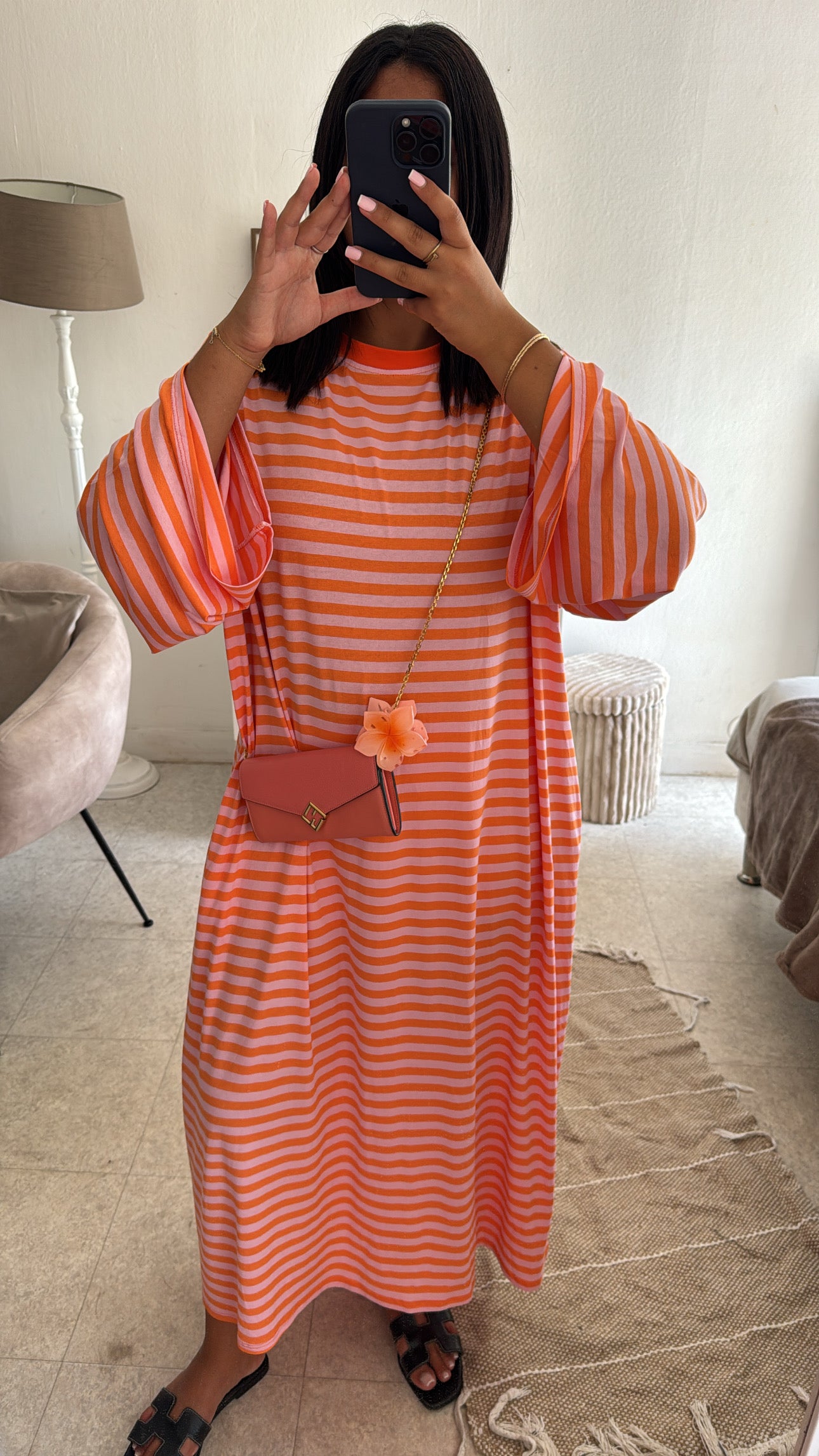 ROBE RAYÉE ROSE