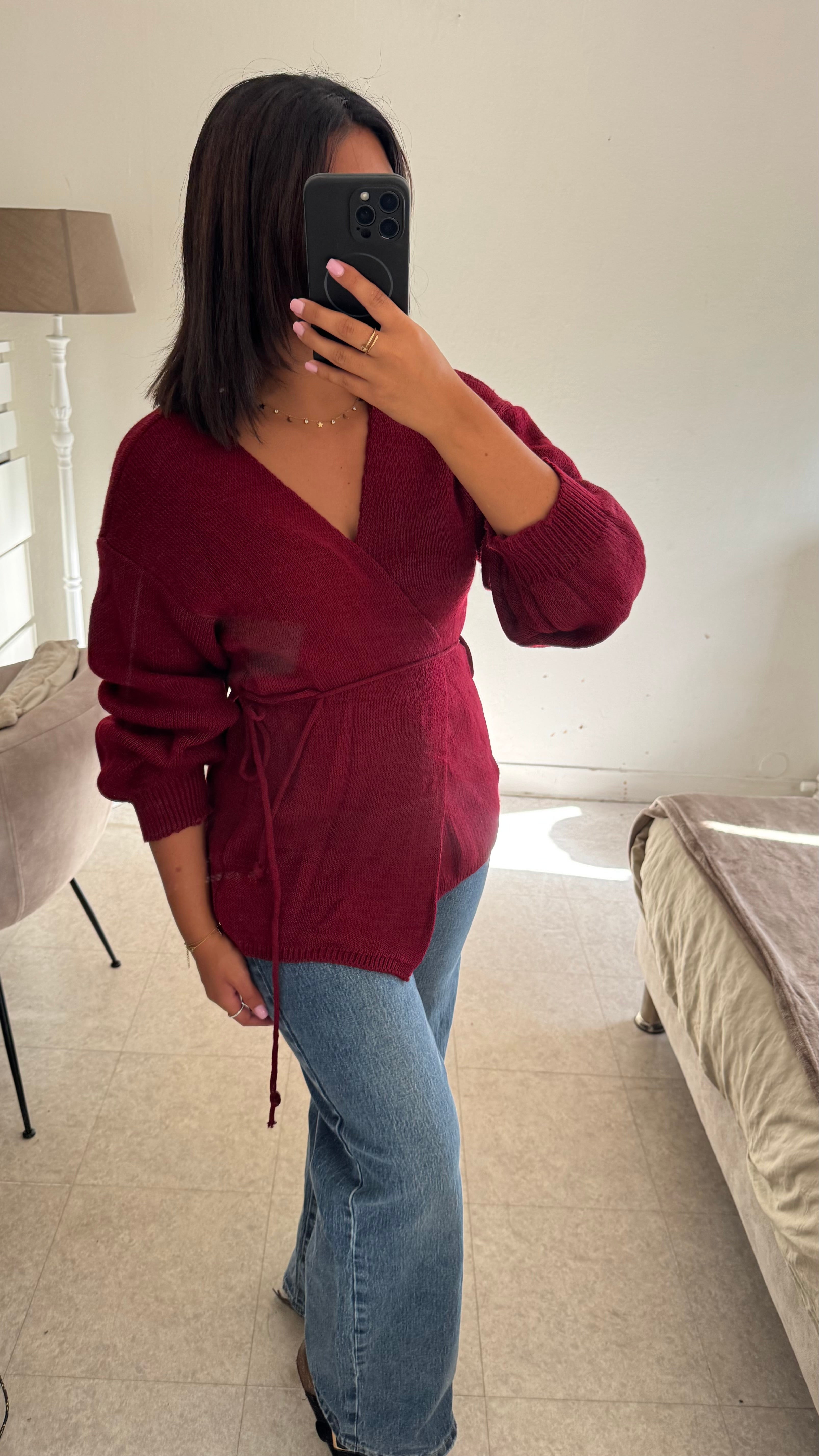 GILET NOUÉE BORDEAUX