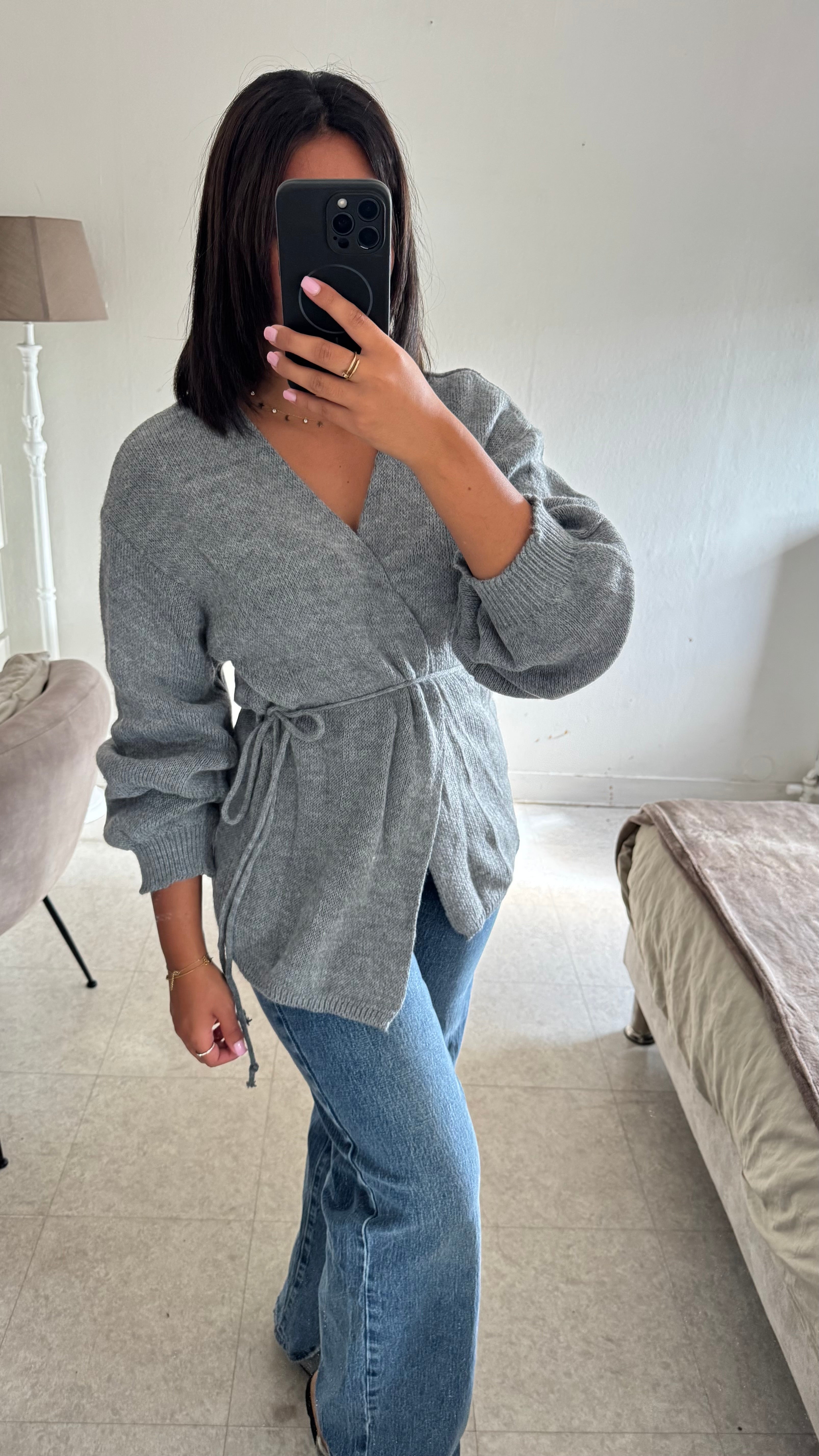 GILET NOUÉE GRIS