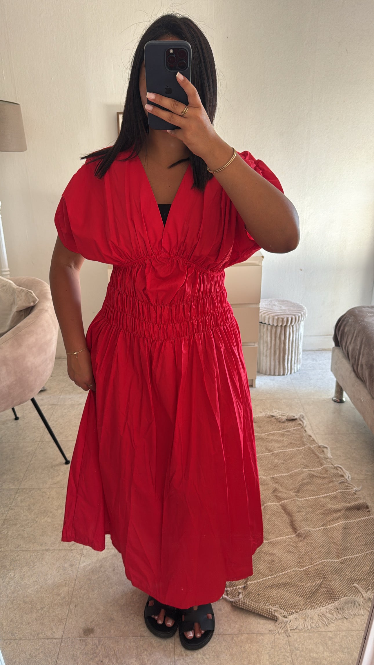 ROBE POPELINE ROUGE