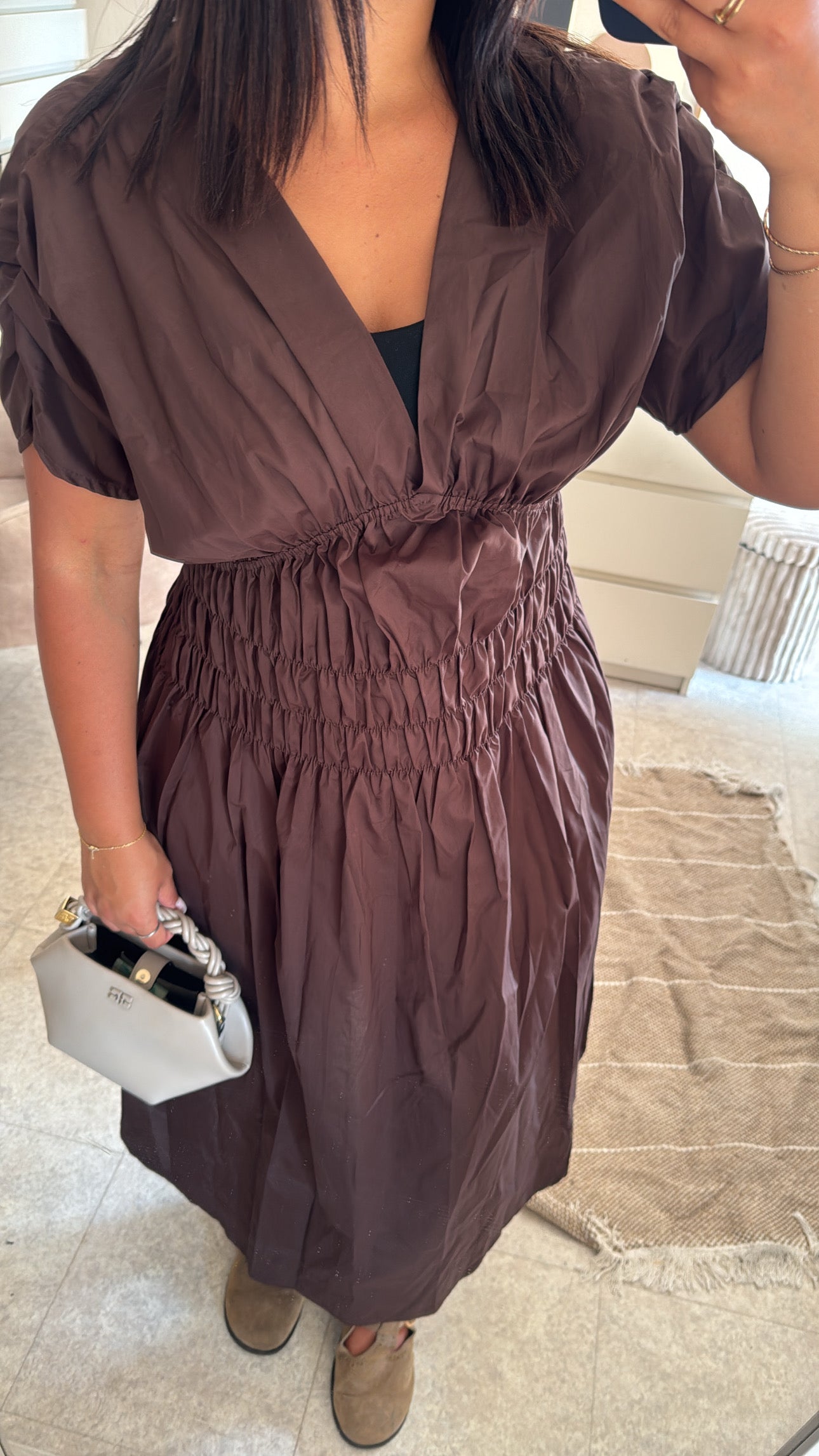 ROBE POPELINE MARRON