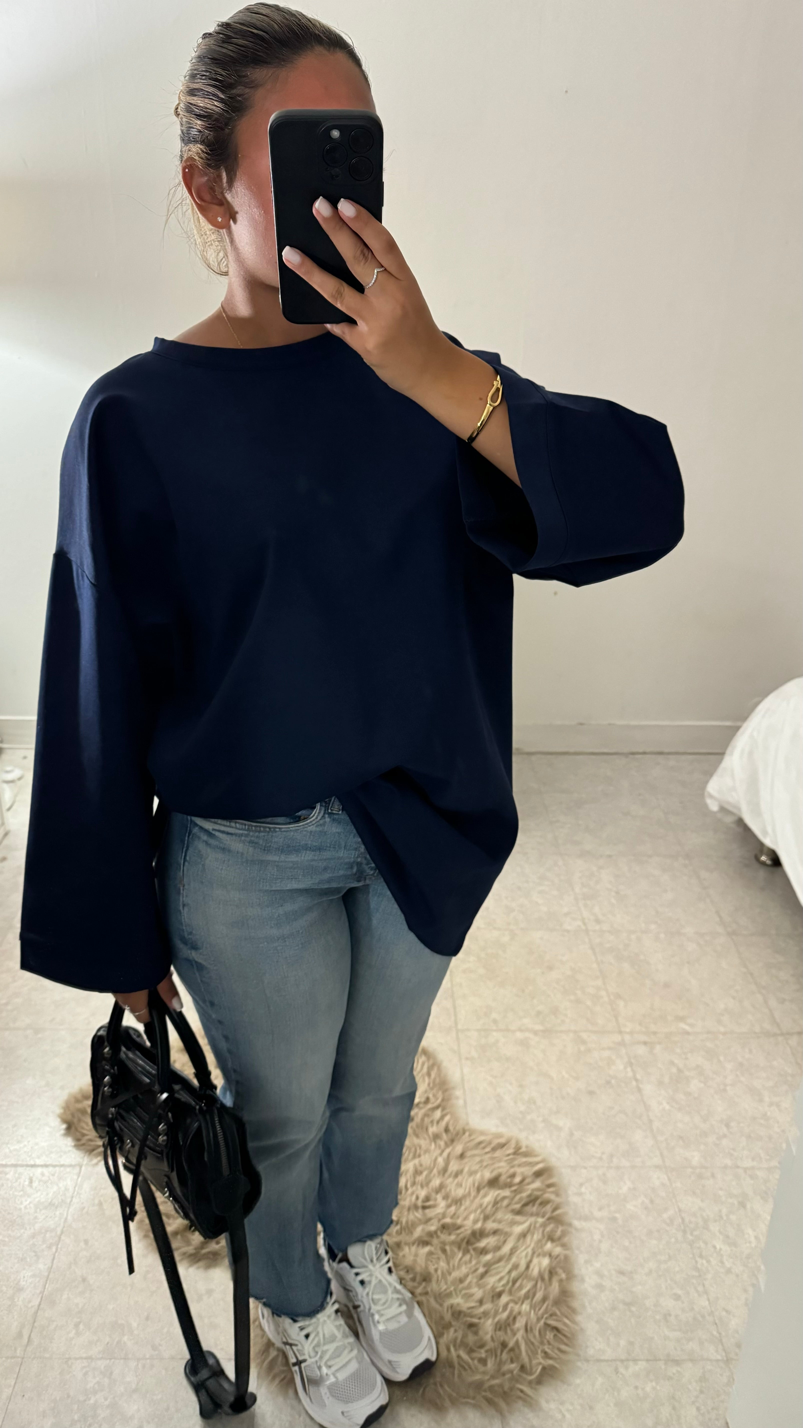 T-SHIRT OVERSIZE EN VISCOSE BLEU MARRINE