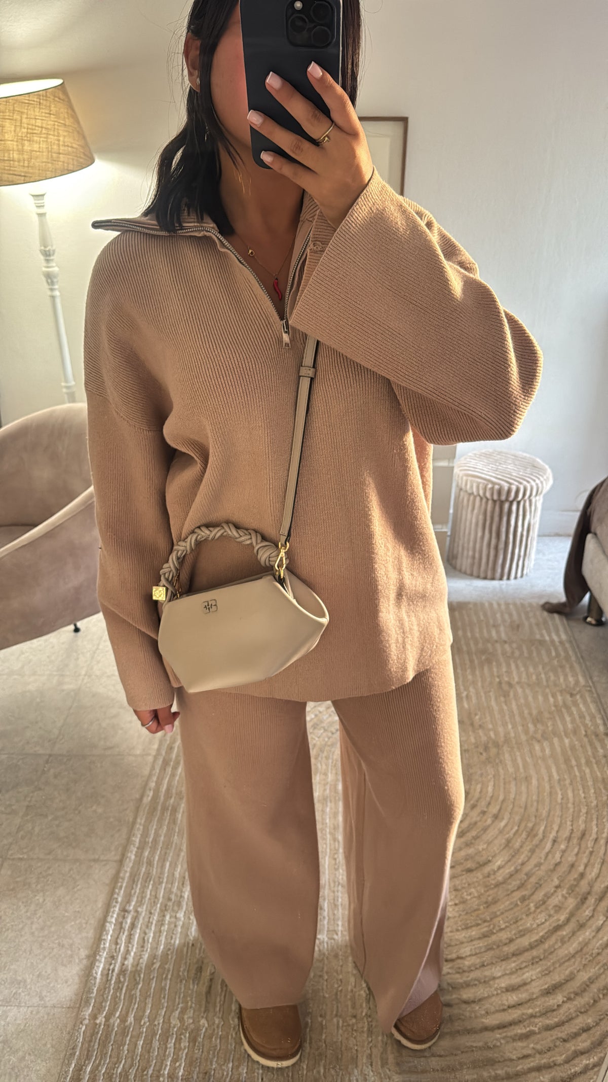 ENSEMBLE À ZIP MAILLE CAMEL